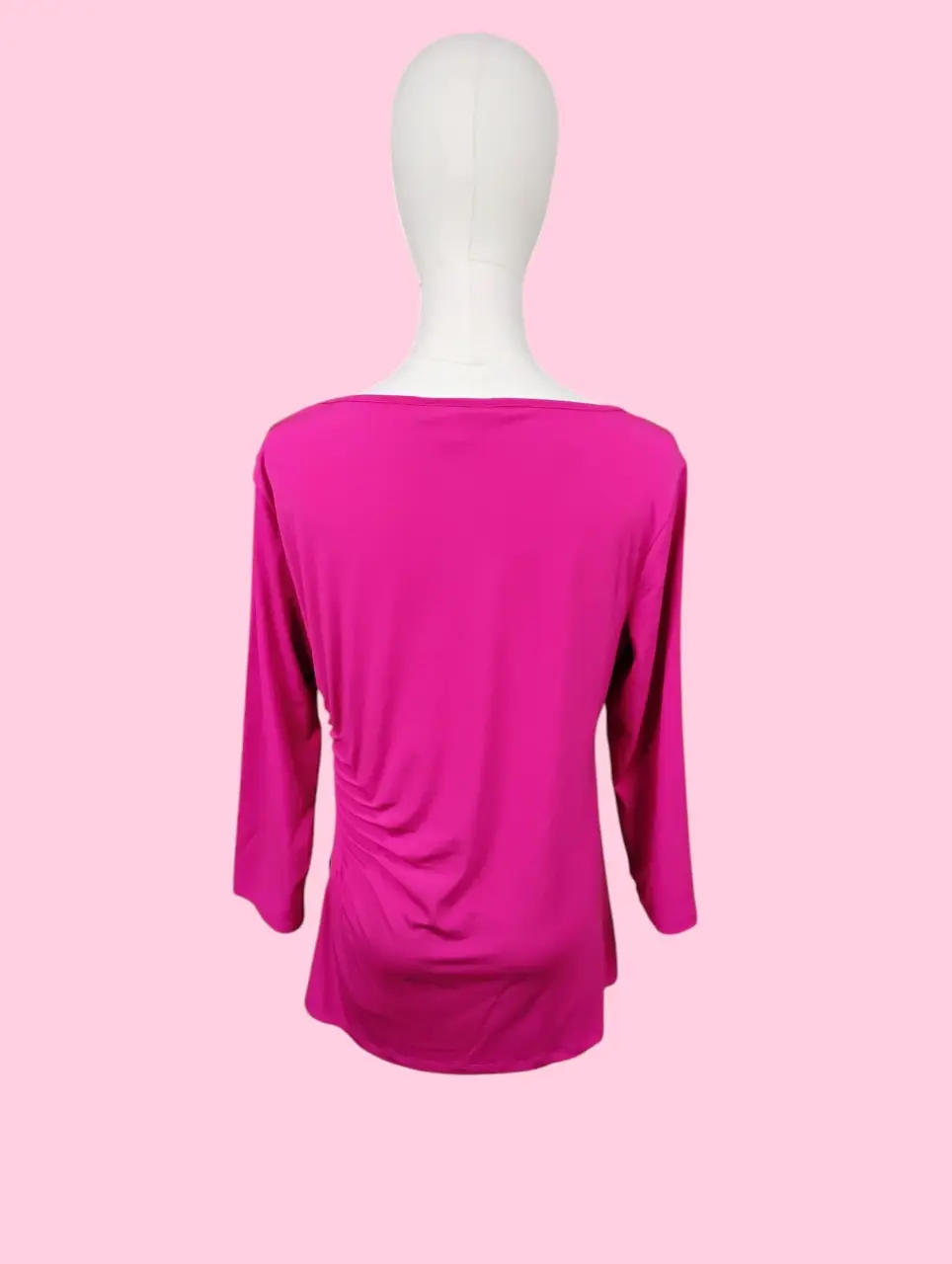 Dana Buchman Women's Pink Ruched Boat Neck 3/4 Sleeve Top L thumbnail 5