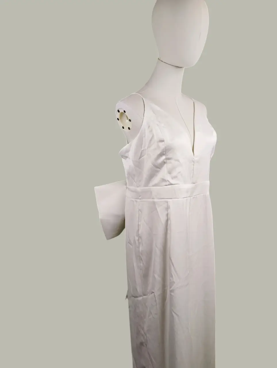 Lulus White Satin V-Neck Maxi Dress with Back Bow XL Formal Gown NWOT thumbnail 7