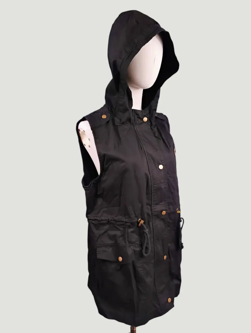 ZENANA Women's Black Hooded Utility Vest XL Sleeveless Jacket thumbnail 2