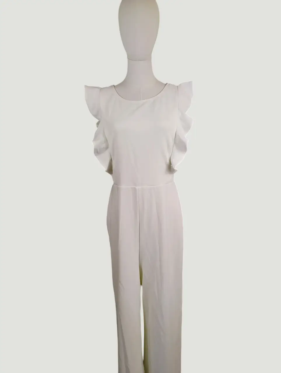 Lulus White Ruffle Sleeve Low Back Wide Leg Jumpsuit Size L