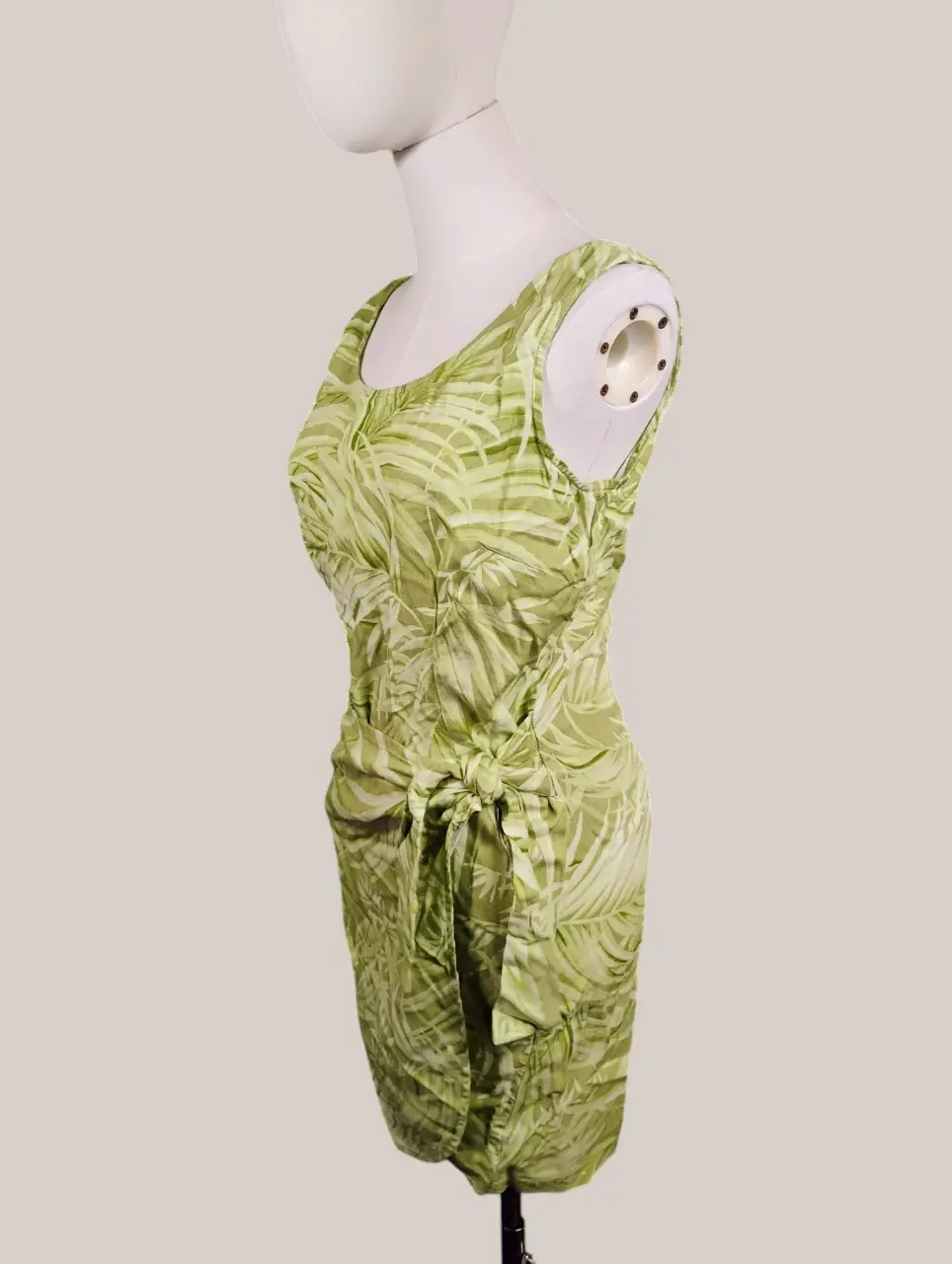 Caribbean Joe Petite Tropical Leaf Tie Waist Sleeveless Dress Size M thumbnail 2