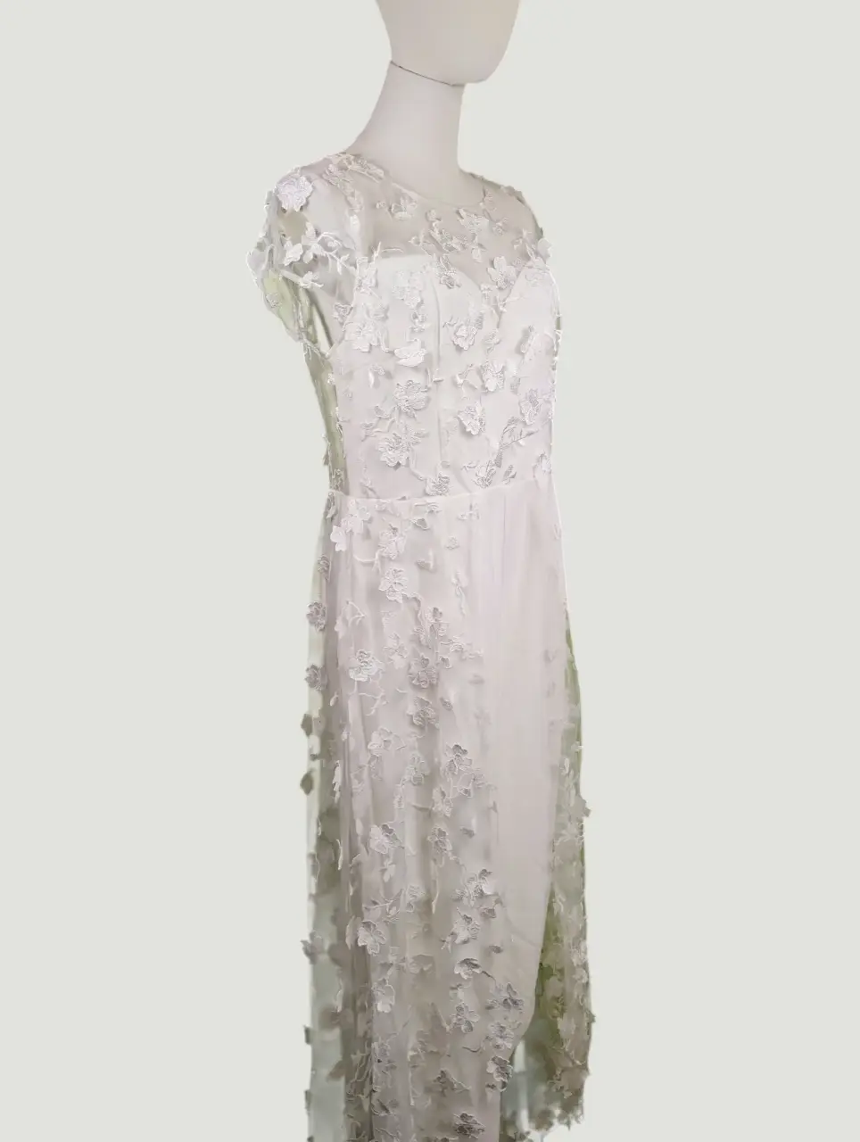 Lulus White Floral Embroidered Overlay Jumpsuit Women's XL NWOT thumbnail 9