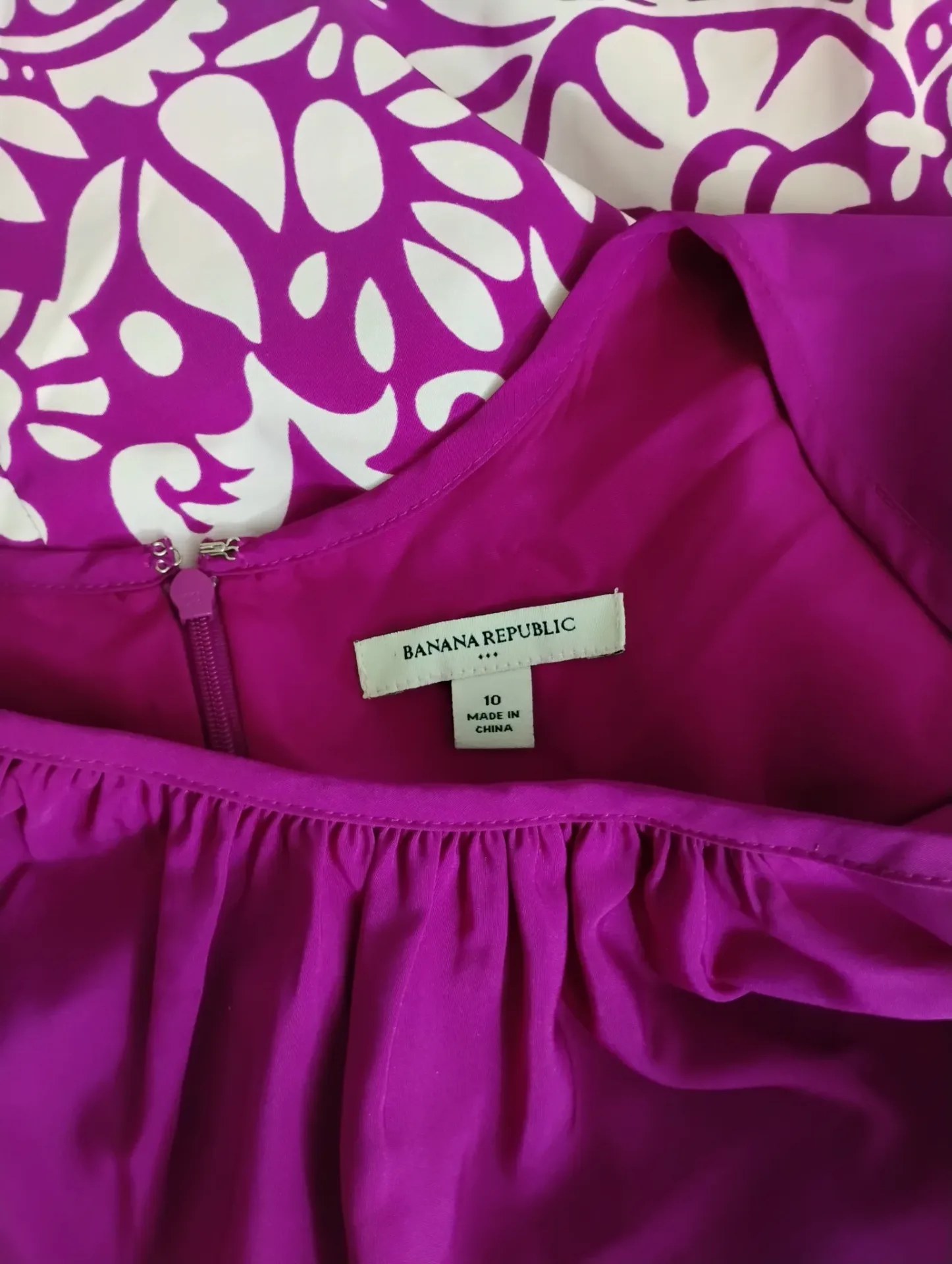 Banana Republic Magenta Floral Print Scoop Neck Dress Size 10 thumbnail 5