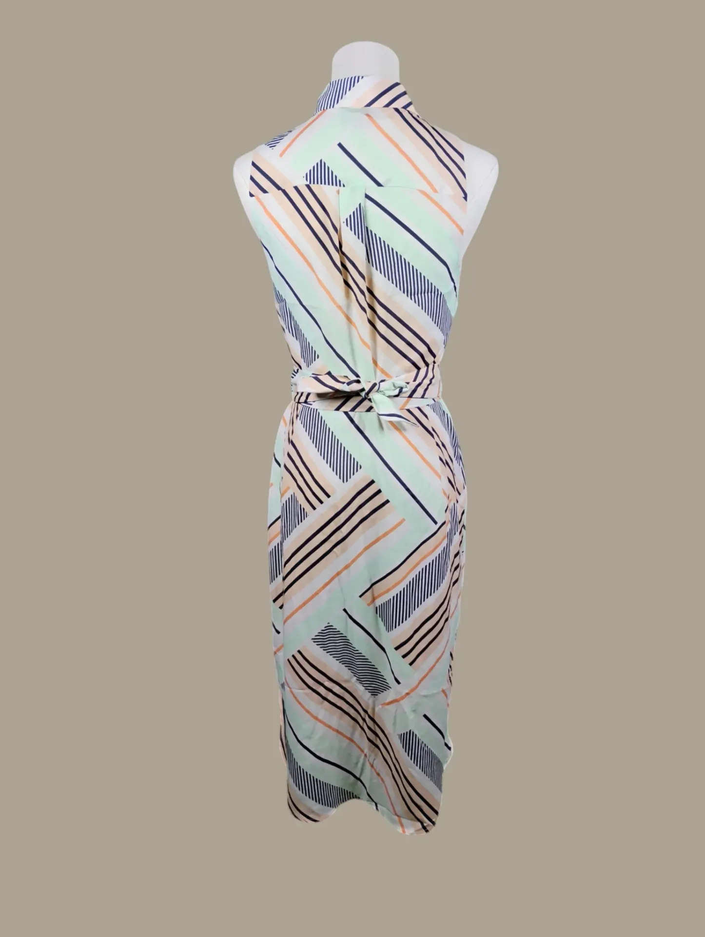 Ann Taylor Sleeveless Button Front Striped Shirtdress Tie Waist Size 4 thumbnail 4