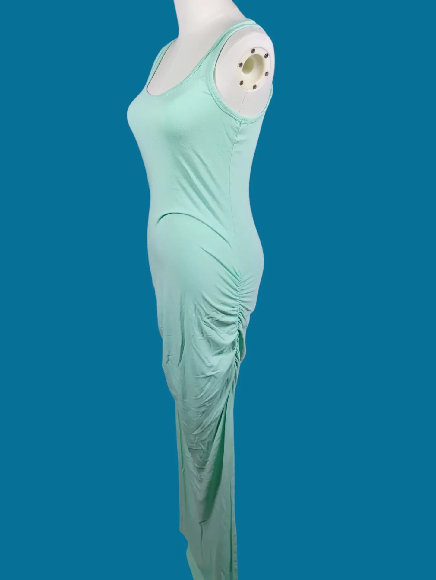 Victoria's Secret Mint Green Ruched Maxi Tank Dress S/P thumbnail 3