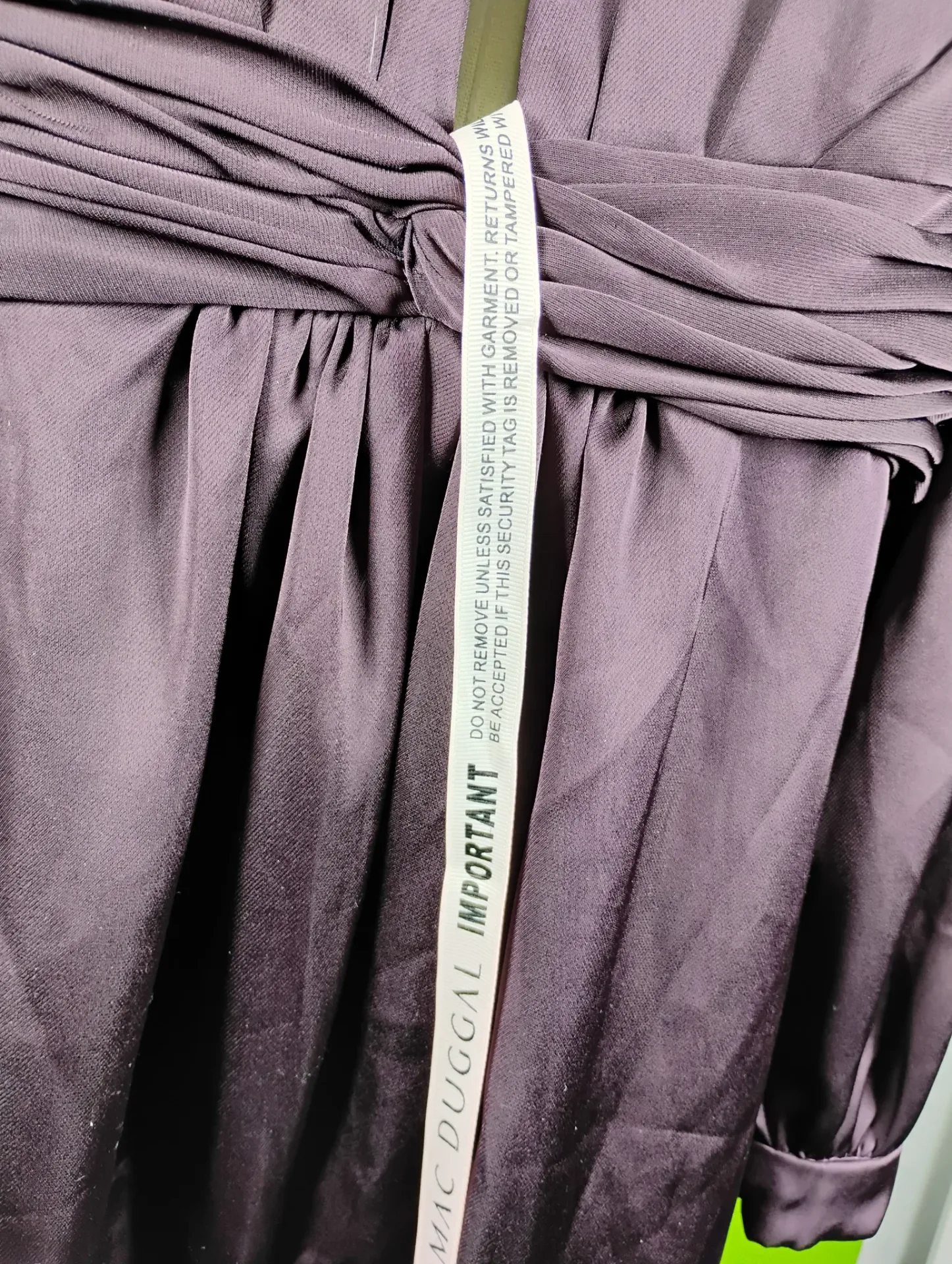 IEENA for Mac Duggal Plum Deep V Puff Sleeve Twist Front Jumpsuit Sz 14 thumbnail 9