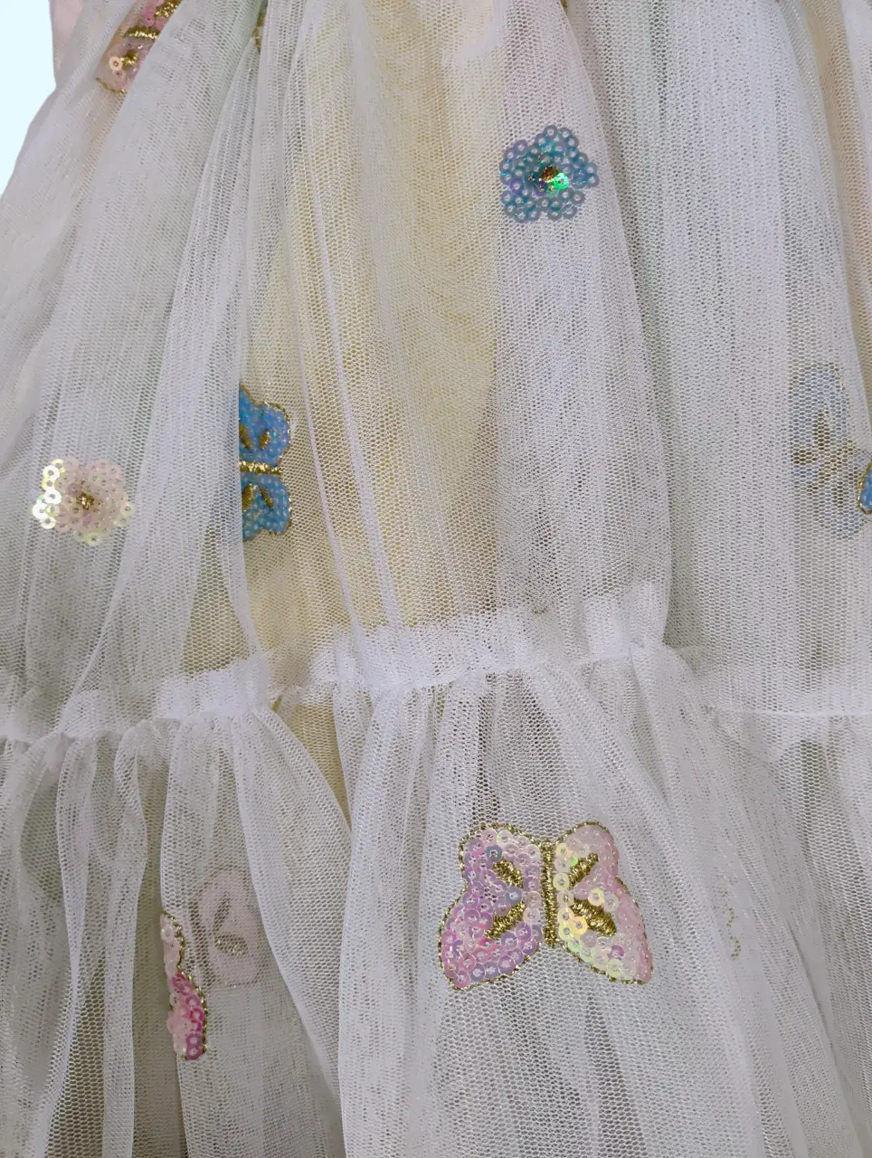 Nanette Lepore Girls 4T Pastel Rainbow Sequin Butterfly Tulle Dress thumbnail 4