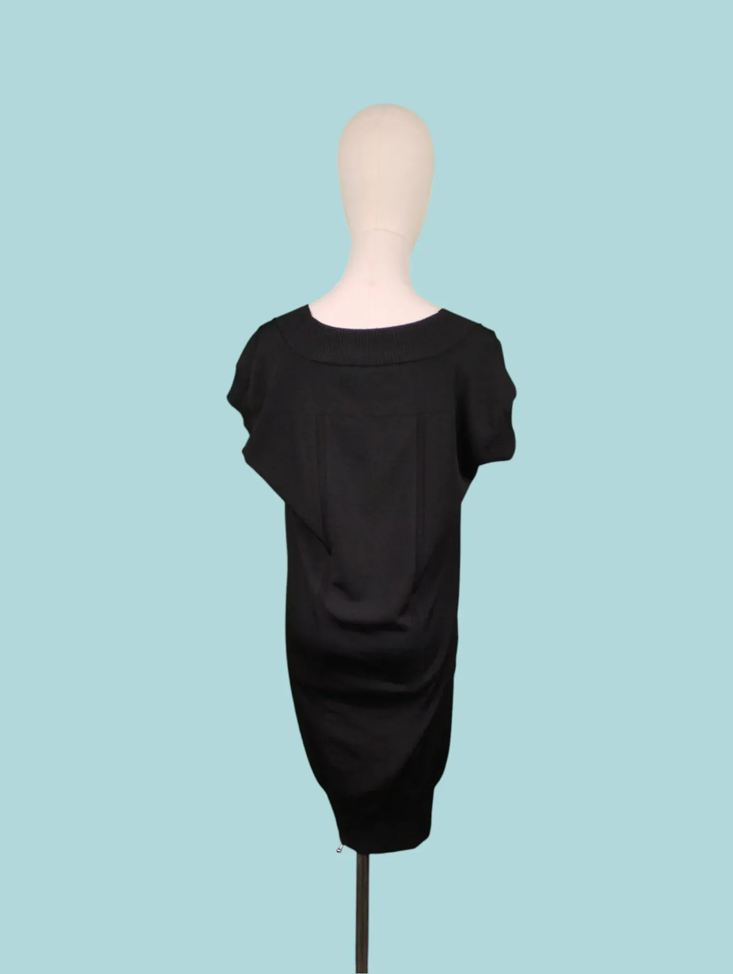 Laundry by Design Black Ribbed Scoop Neck Short Sleeve Tunic Dress Size L thumbnail 4