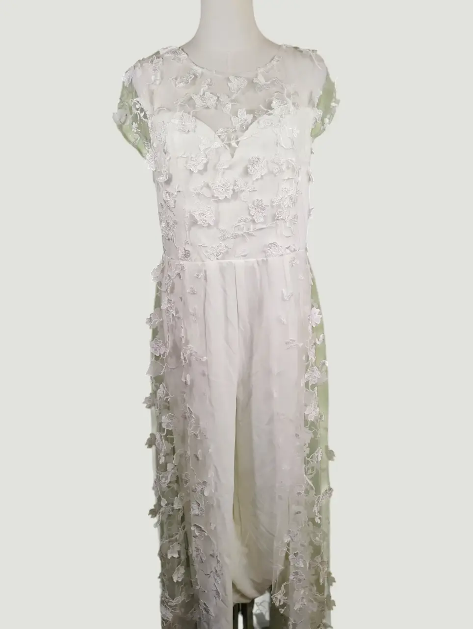 Lulus White Floral Embroidered Overlay Jumpsuit Women's XL NWOT thumbnail 5