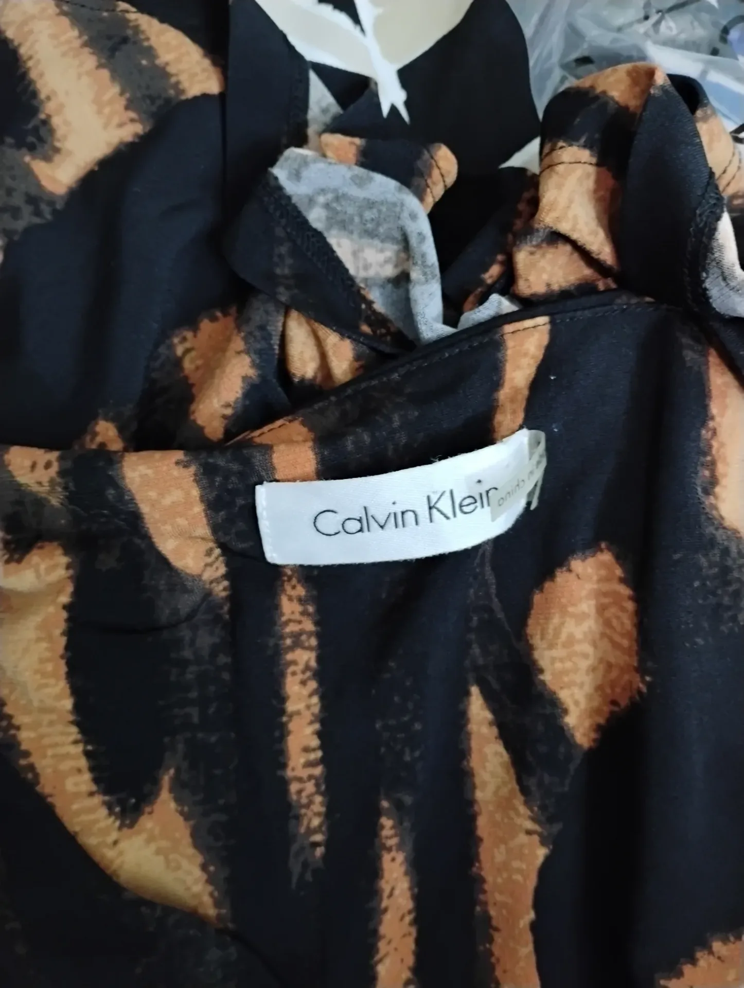 Calvin Klein Women's Sleeveless Draped V-Neck Dress Animal Print thumbnail 4