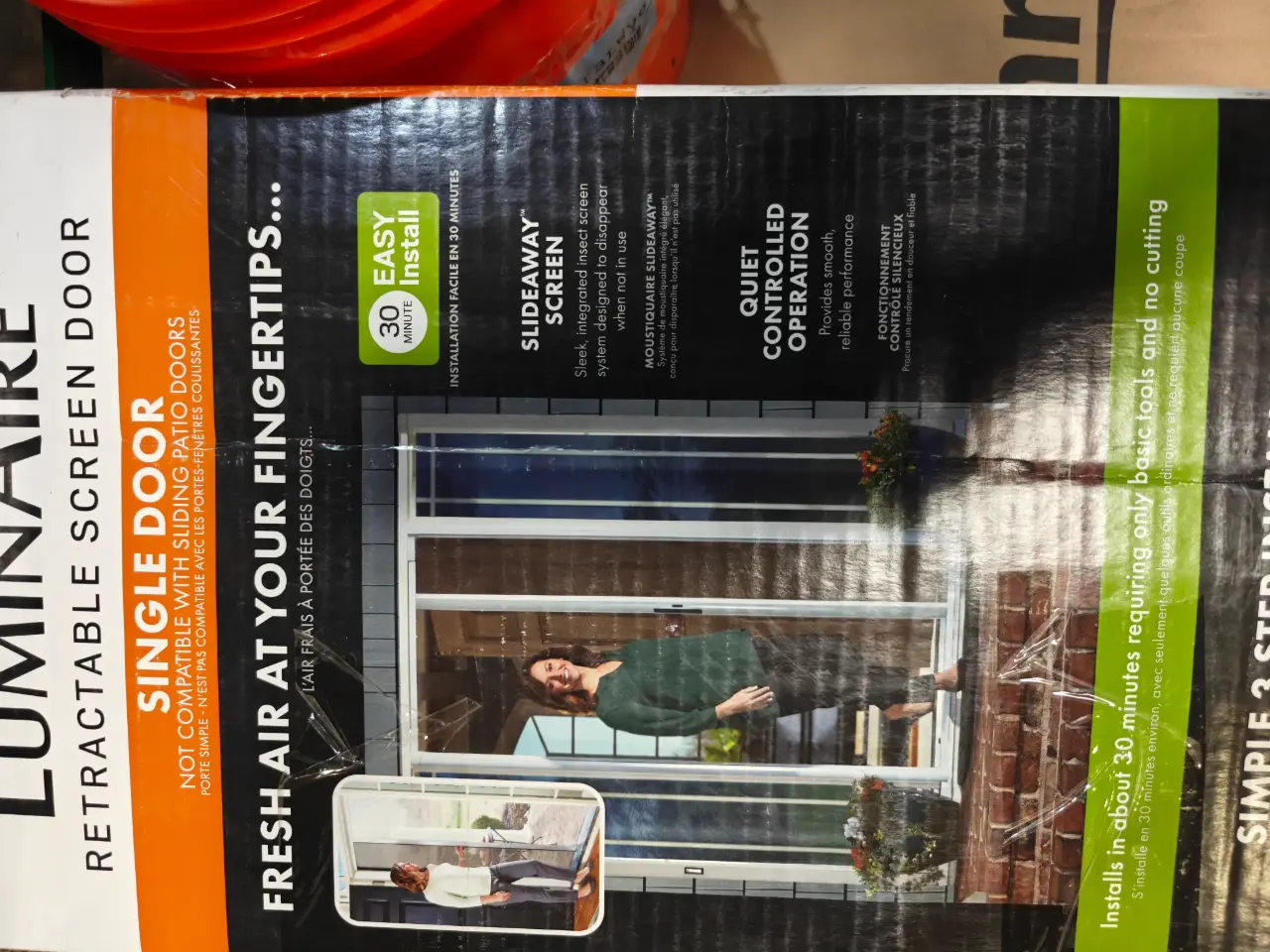 Andersen LuminAire White Retractable Screen Door 32-36" x 80" New thumbnail 4
