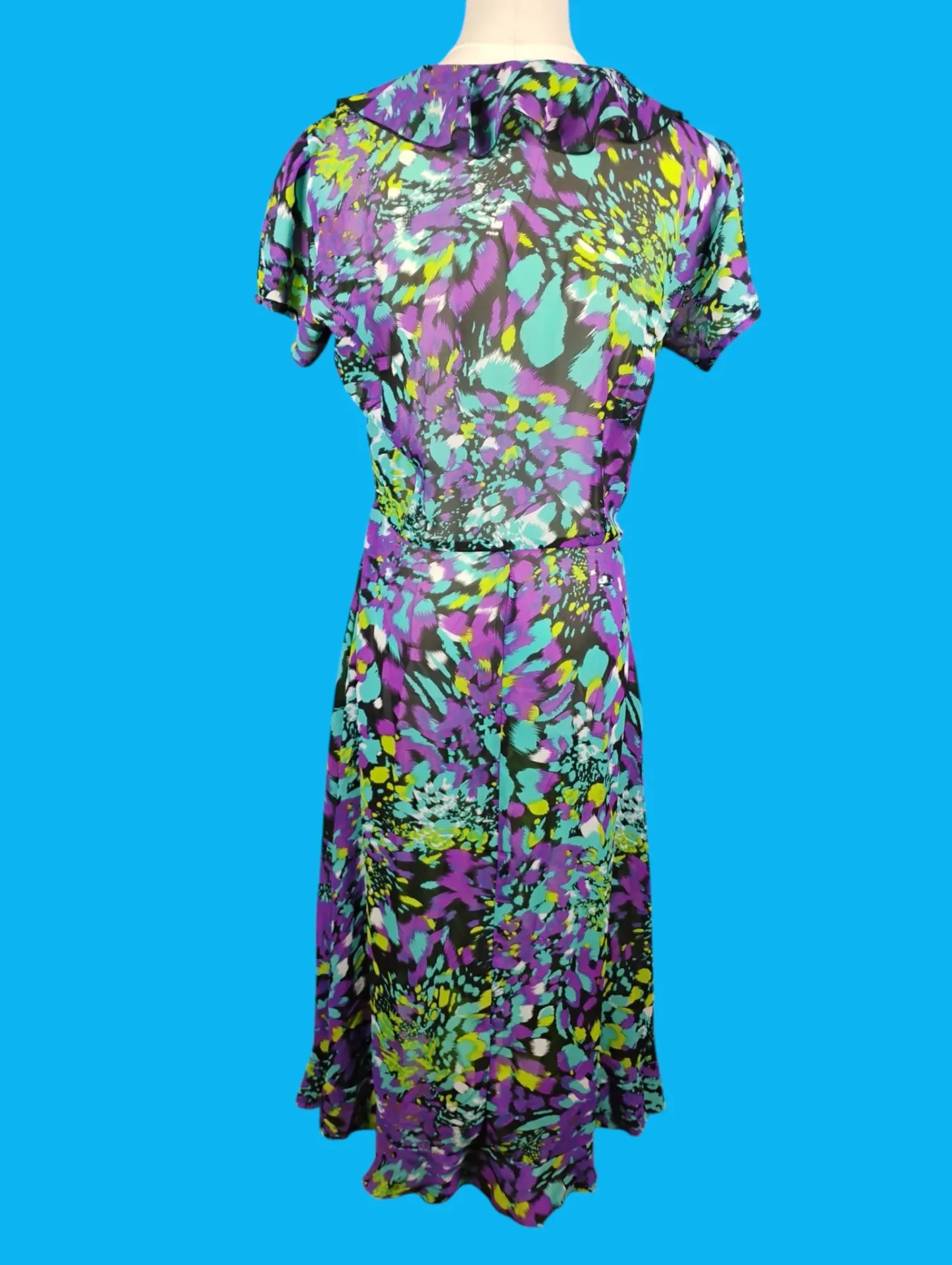 J.B.S. LTD. Women's Multicolor Abstract Print Wrap V-Neck Midi Dress thumbnail 4