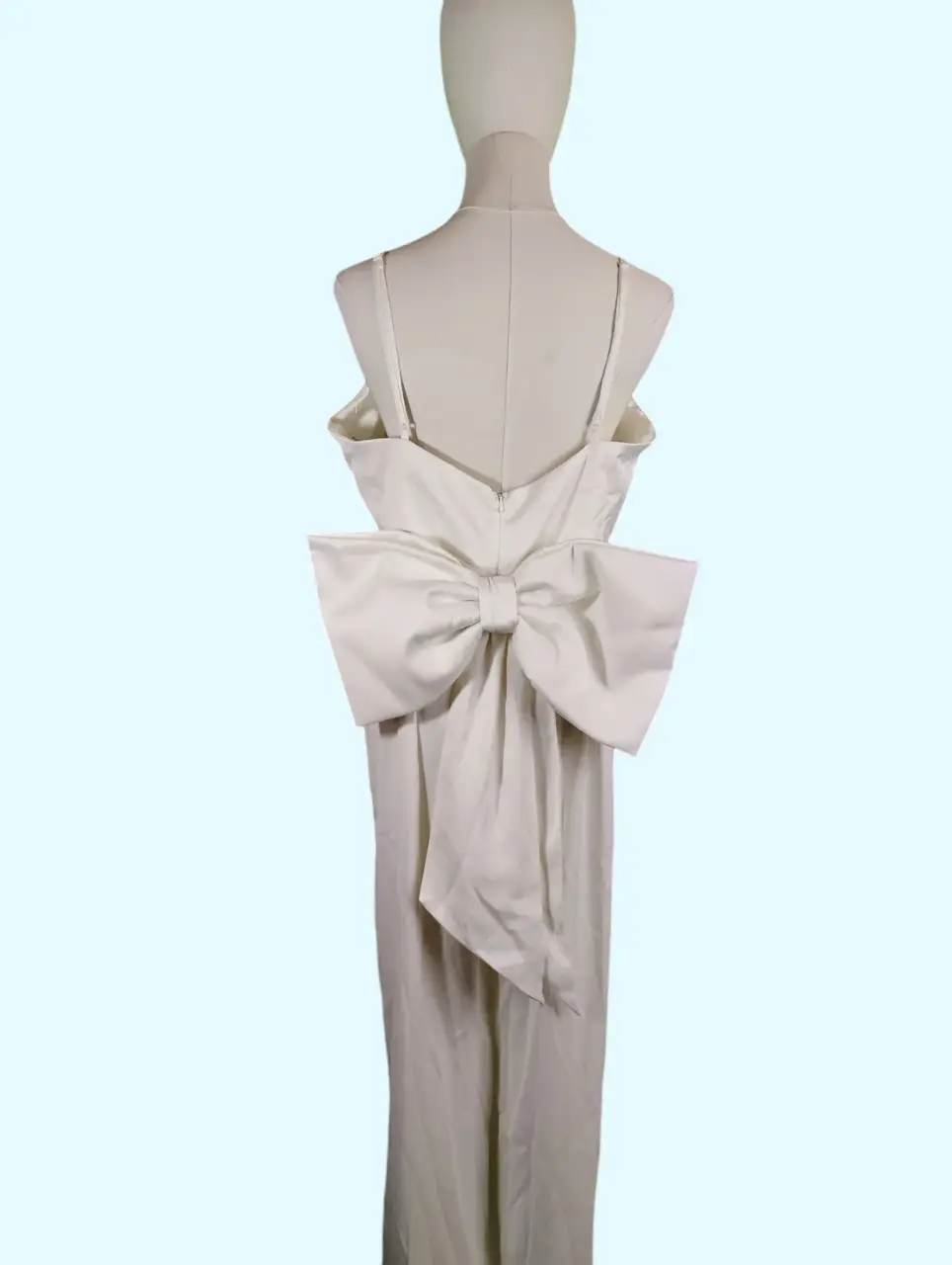 Lulus White Satin V-Neck Maxi Dress with Back Bow XL Formal Gown NWOT thumbnail 9