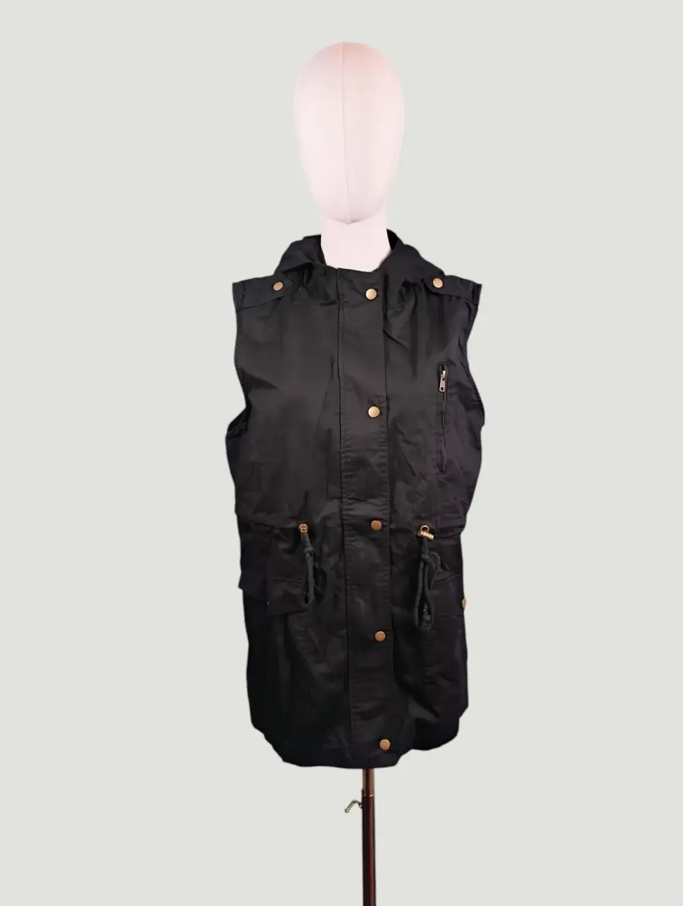 ZENANA Women's Black Hooded Utility Vest XL Sleeveless Jacket