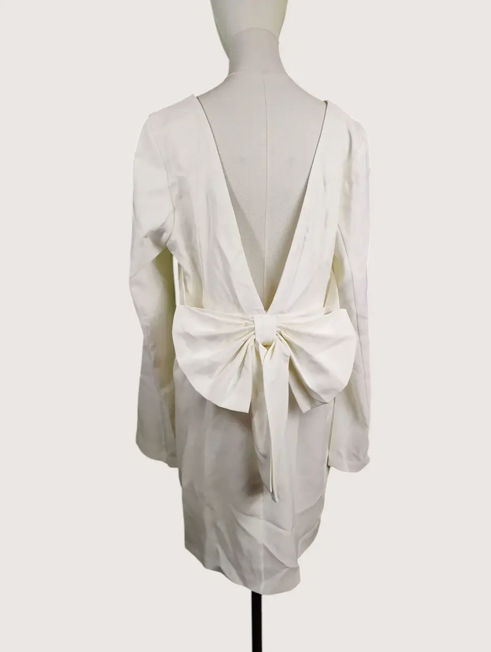 Lulus White Bow Back Long Sleeve Asymmetric Mini Dress Women's XXL thumbnail 4