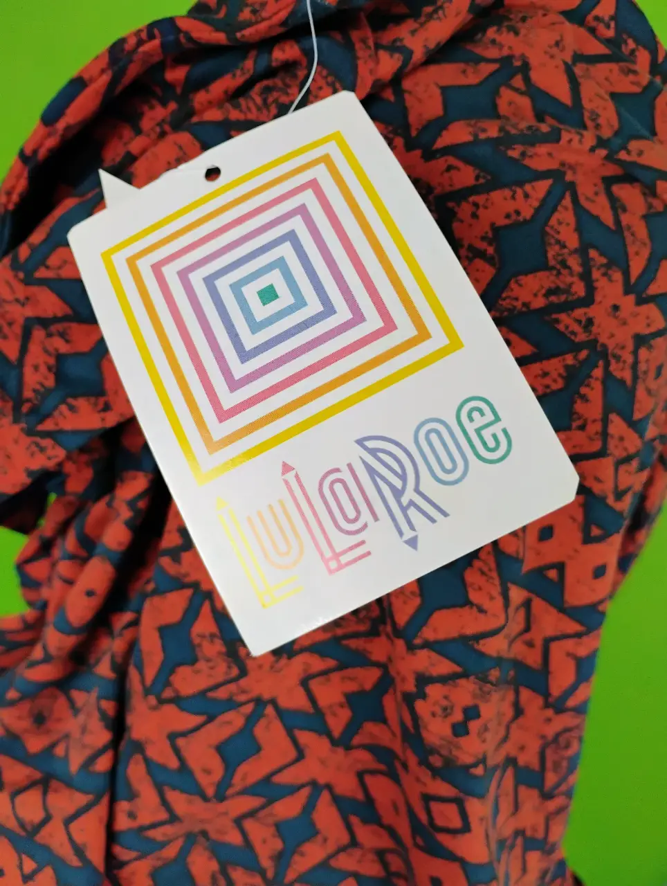 LuLaRoe Women's 3XL Orange Blue Geometric Pattern A-Line Dress NWT thumbnail 5
