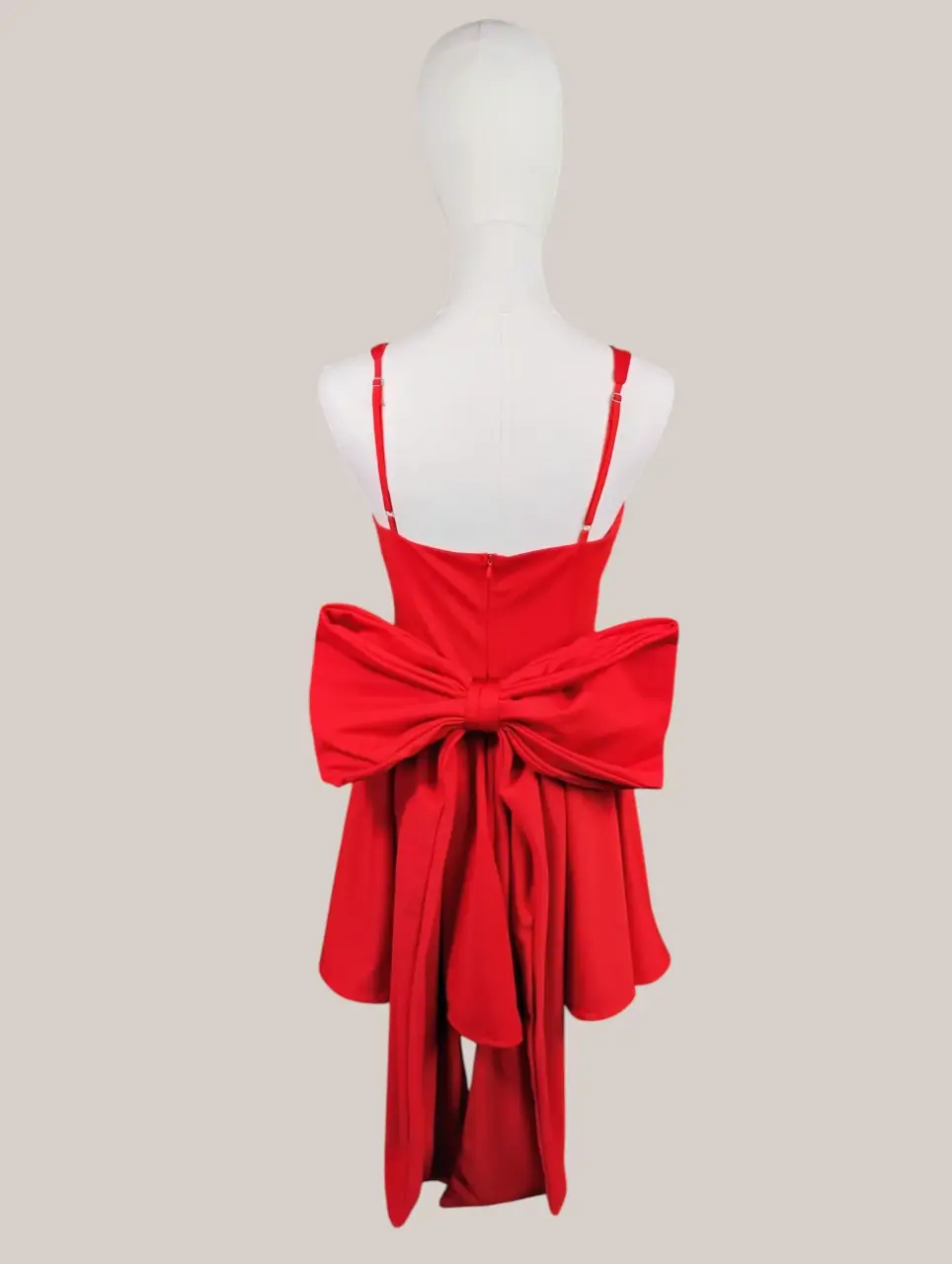 Babyboo Fashion Rue Red Mini Dress with Large Back Bow Square Neck thumbnail 5