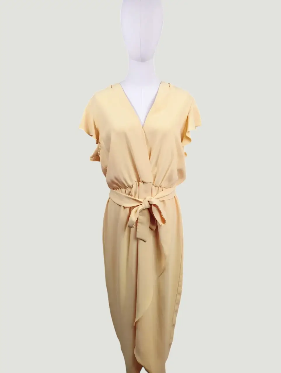 Amanda Uprichard Martinique Yellow Faux Wrap Midi Dress 1X thumbnail 5