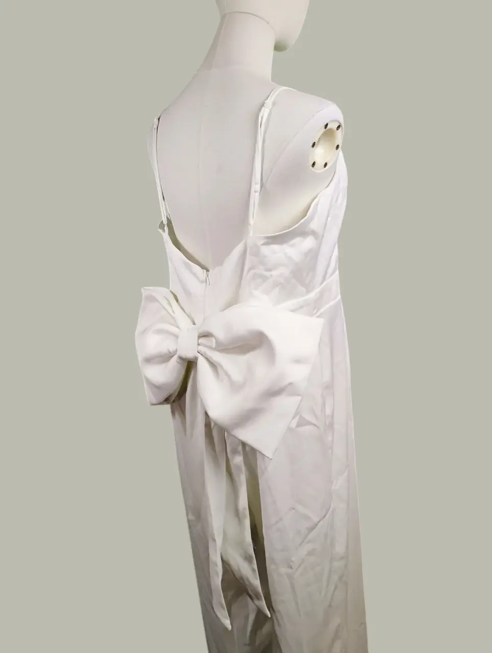 Lulus White Satin V-Neck Maxi Dress with Back Bow XL Formal Gown NWOT thumbnail 6