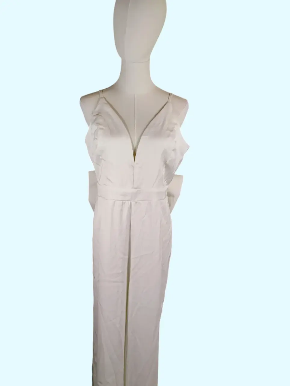 Lulus White Satin V-Neck Maxi Dress with Back Bow XL Formal Gown NWOT thumbnail 8