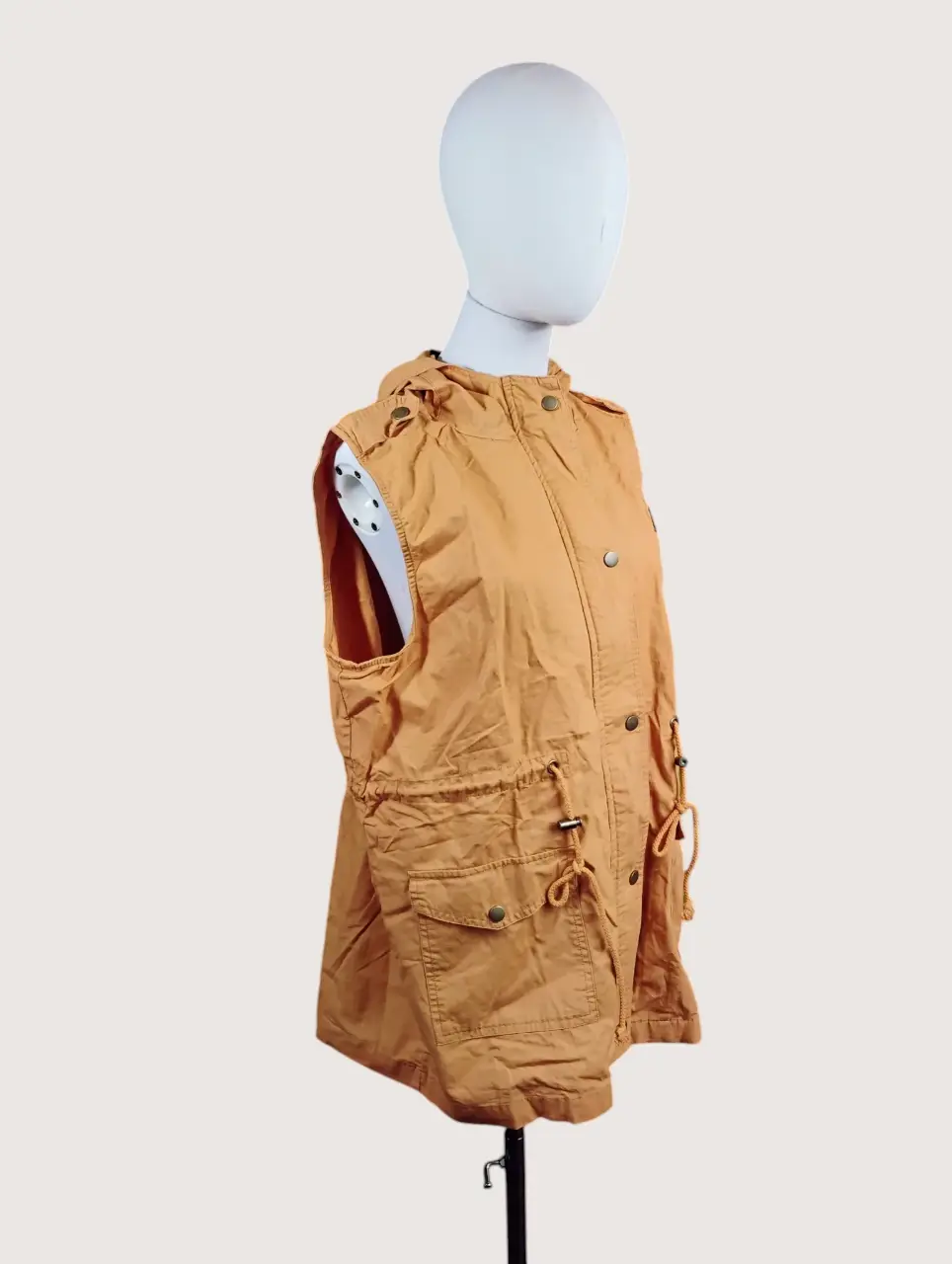 Orange Hooded Sleeveless Utility Vest Women's Casual Lightweight thumbnail 2