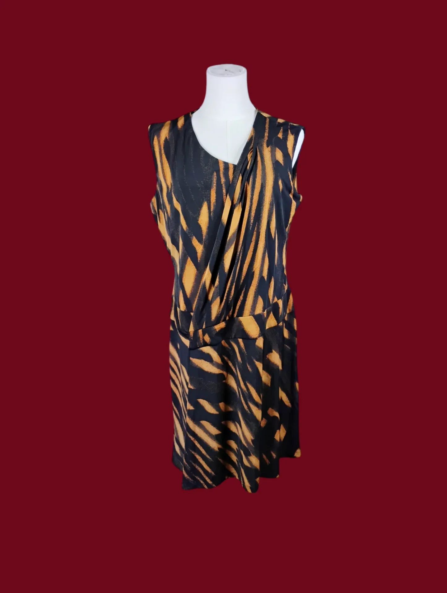 Calvin Klein Women's Sleeveless Draped V-Neck Dress Animal Print thumbnail 2