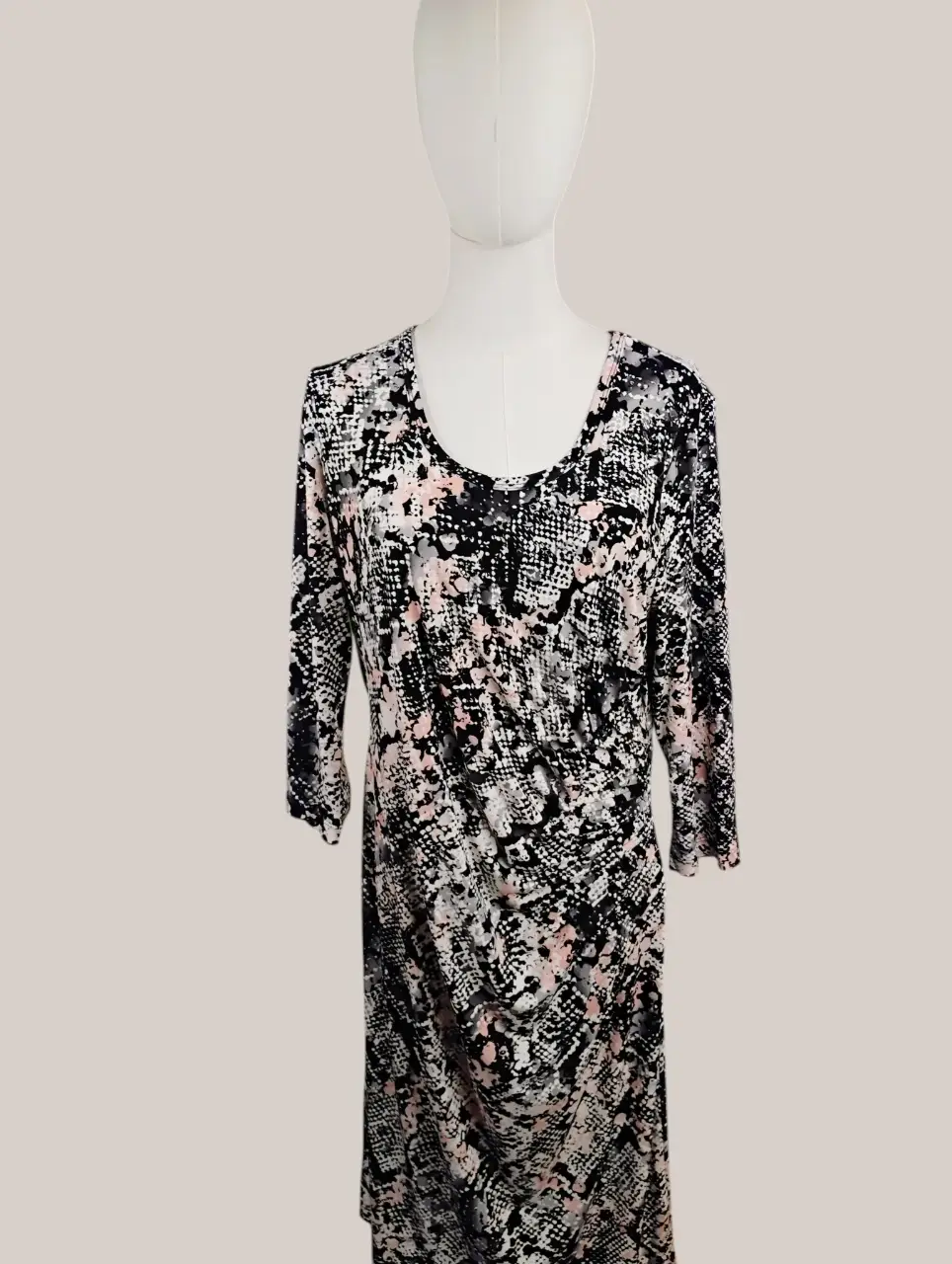Calvin Klein Women's Snake Print Ruched Sheath Dress Size 14 EUC