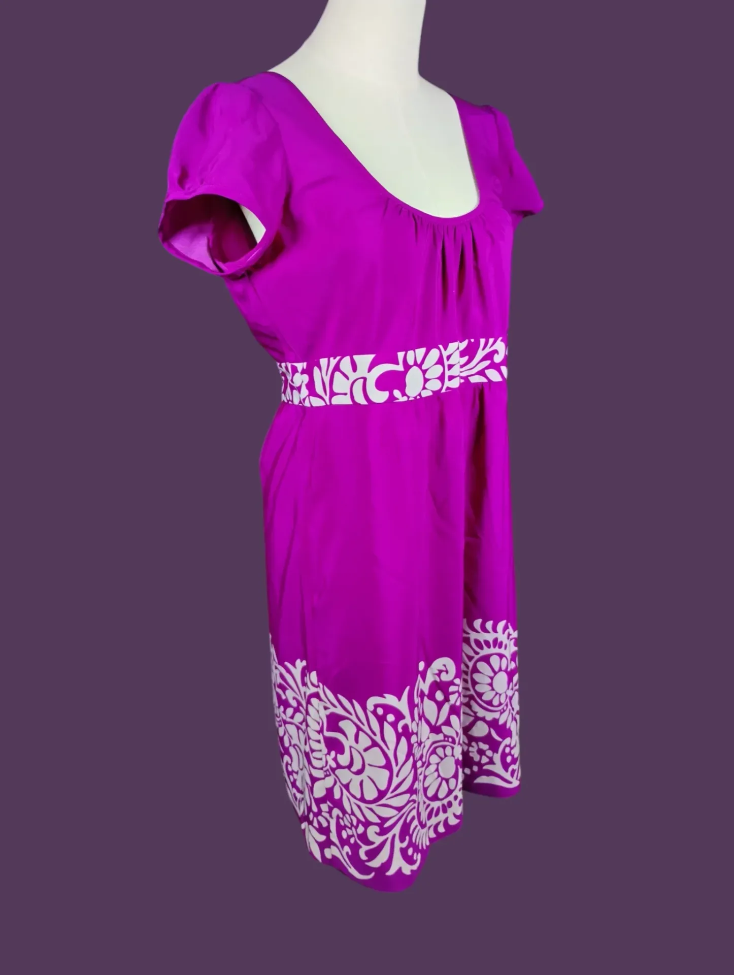 Banana Republic Magenta Floral Print Scoop Neck Dress Size 10 thumbnail 2