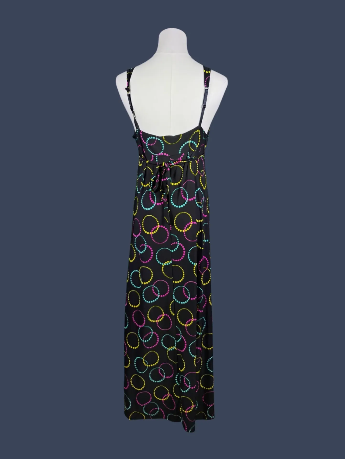 Ambrielle Women's Black Dotted Circle V-Neck Empire Waist Maxi Dress M thumbnail 4