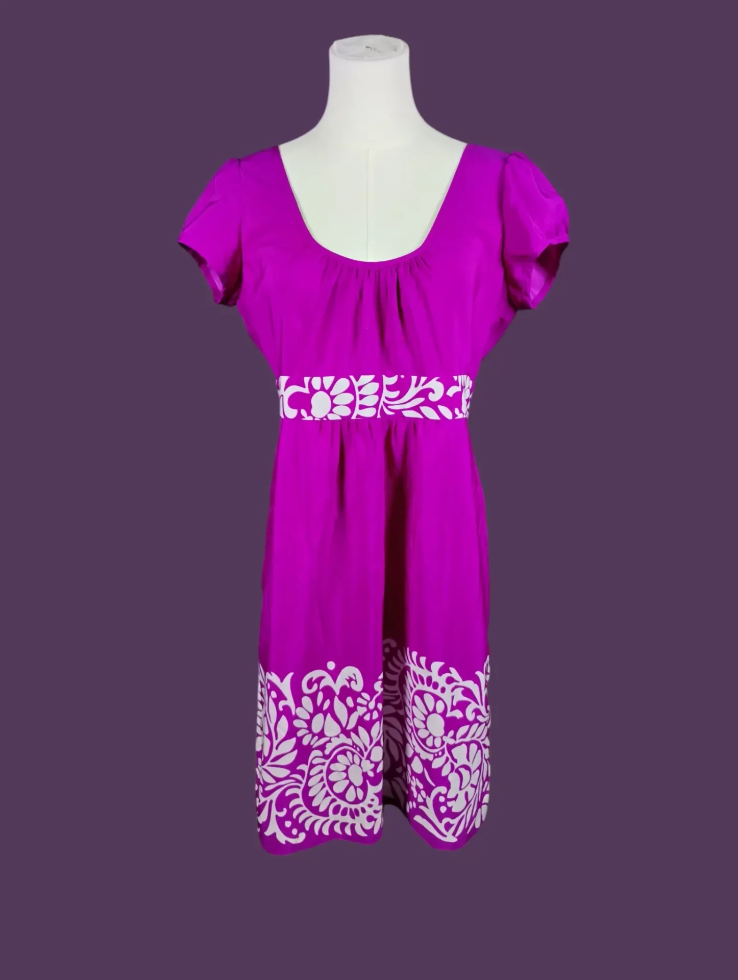 Banana Republic Magenta Floral Print Scoop Neck Dress Size 10