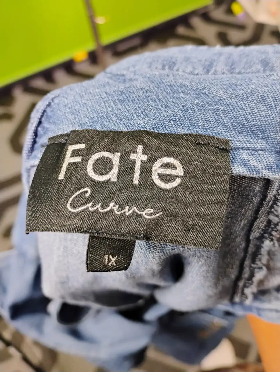 Fate Curve Plus Size 1X Blue Denim Button Front Shirred Waist Midi Dress thumbnail 5