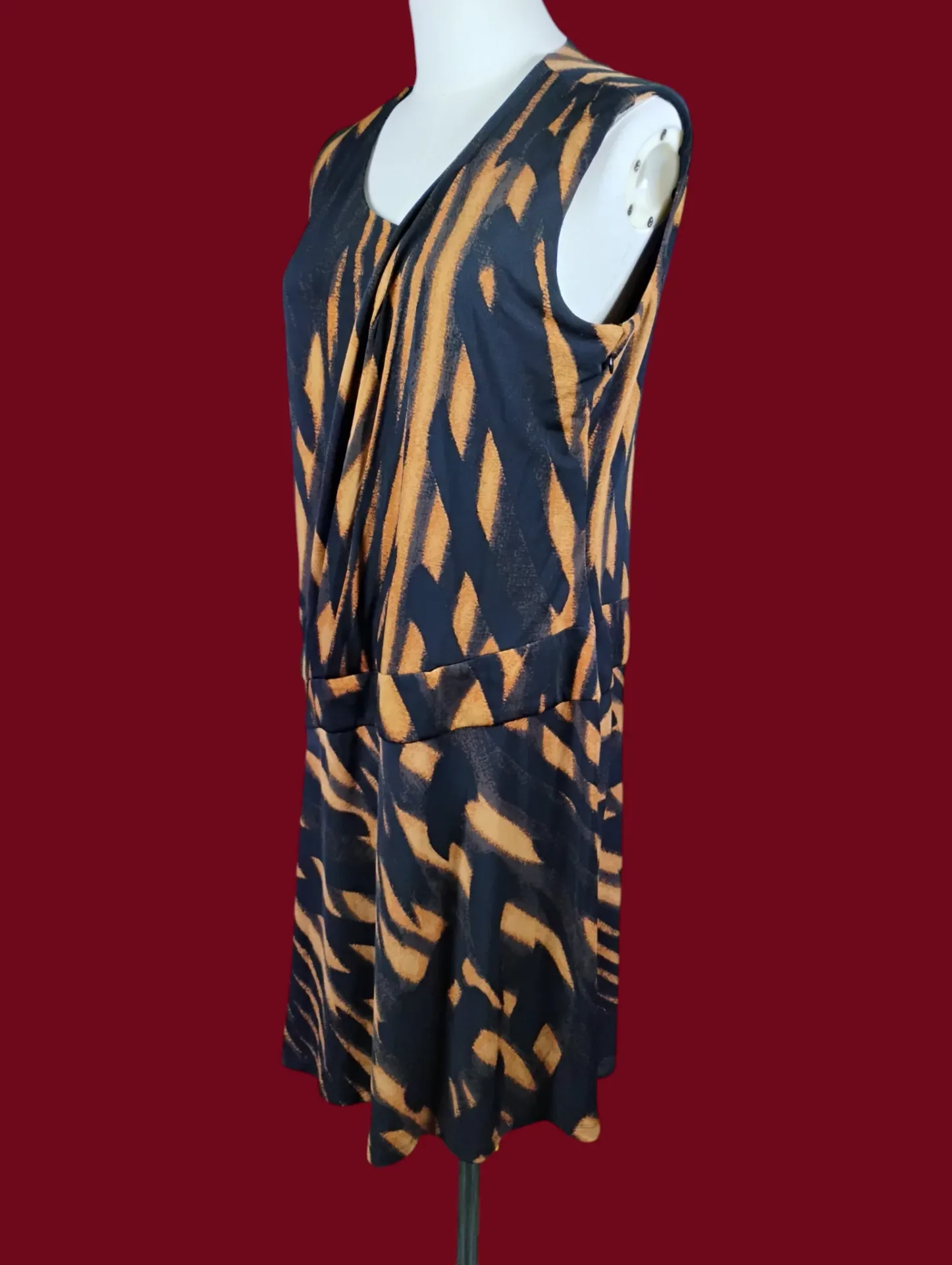 Calvin Klein Women's Sleeveless Draped V-Neck Dress Animal Print thumbnail 3