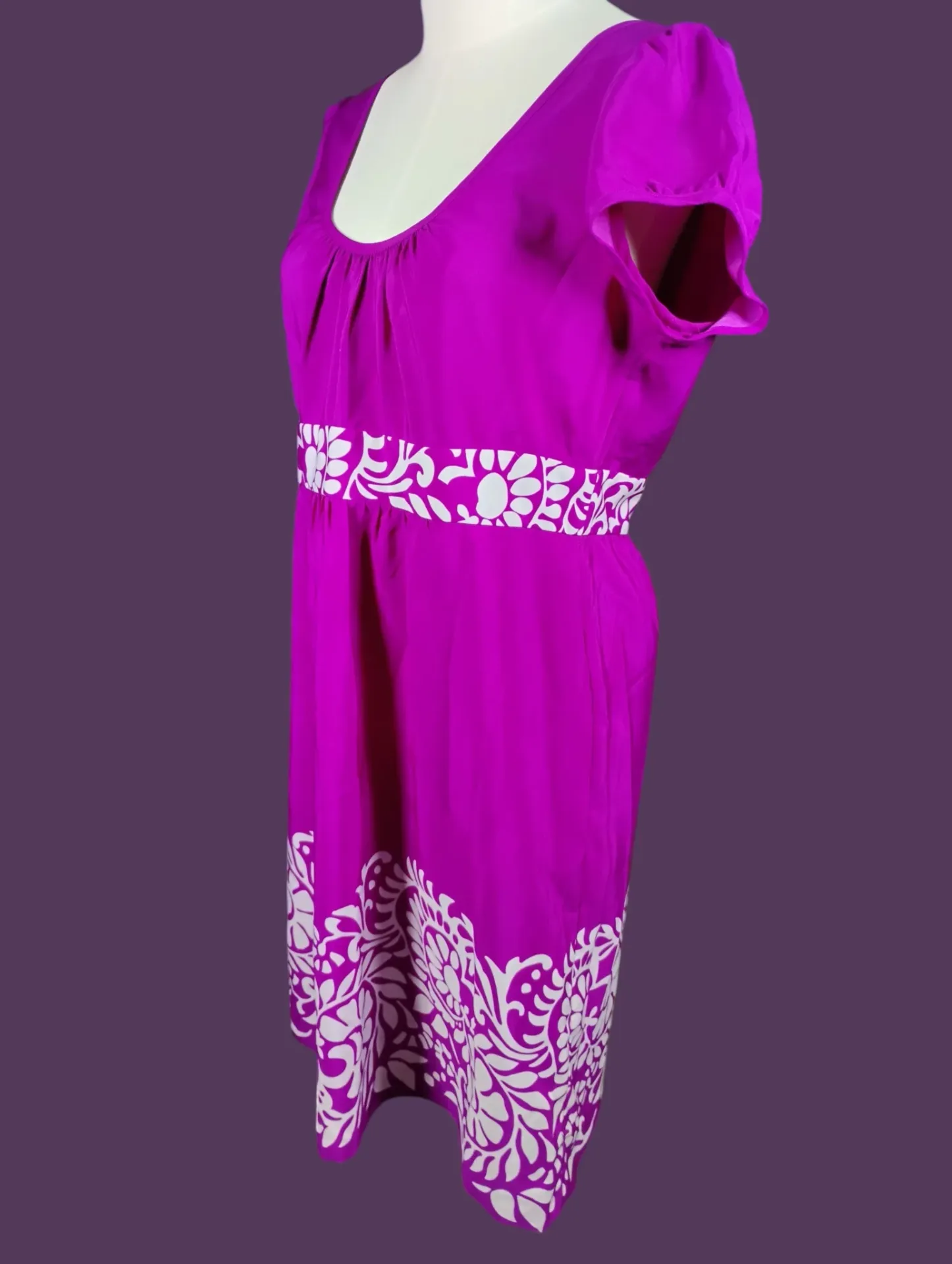 Banana Republic Magenta Floral Print Scoop Neck Dress Size 10 thumbnail 3