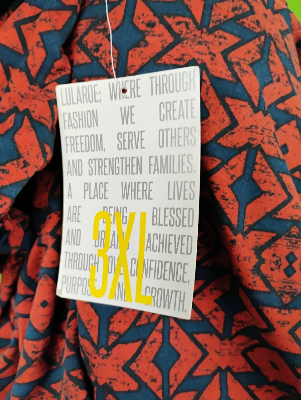 LuLaRoe Women's 3XL Orange Blue Geometric Pattern A-Line Dress NWT thumbnail 4
