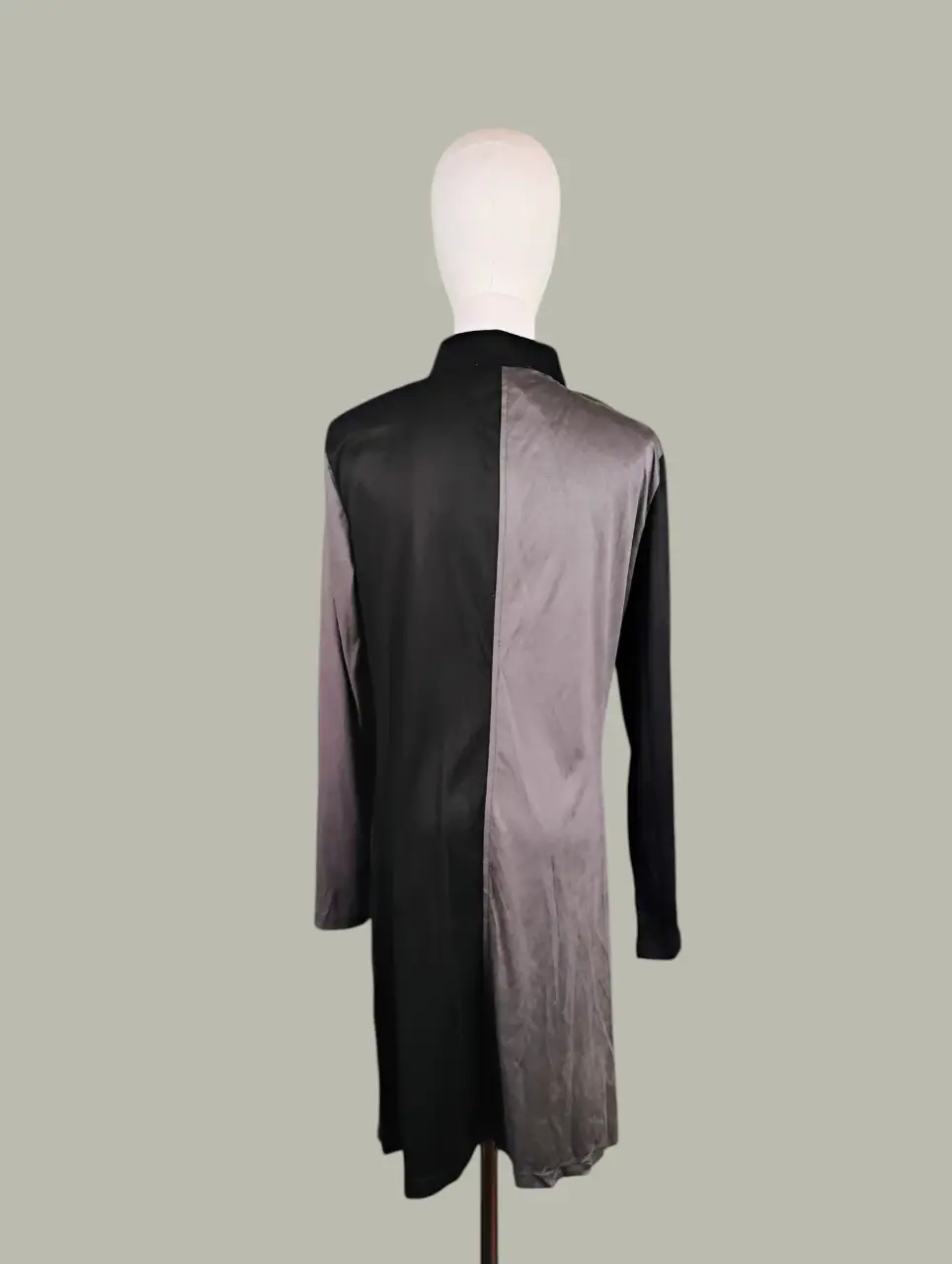 MG Two-Tone Black Silver Ruched Long Sleeve Shirt Dress Women's XL thumbnail 3