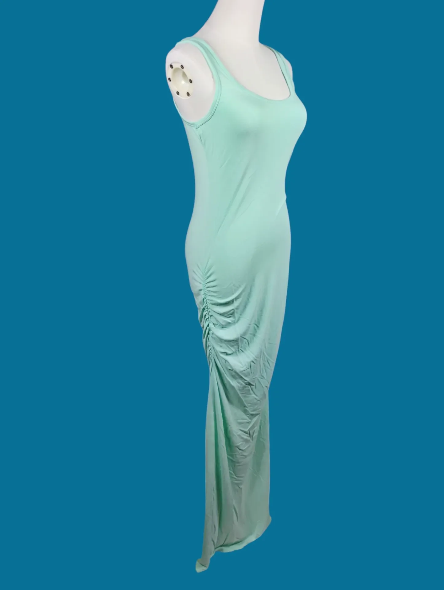 Victoria's Secret Mint Green Ruched Maxi Tank Dress S/P thumbnail 2