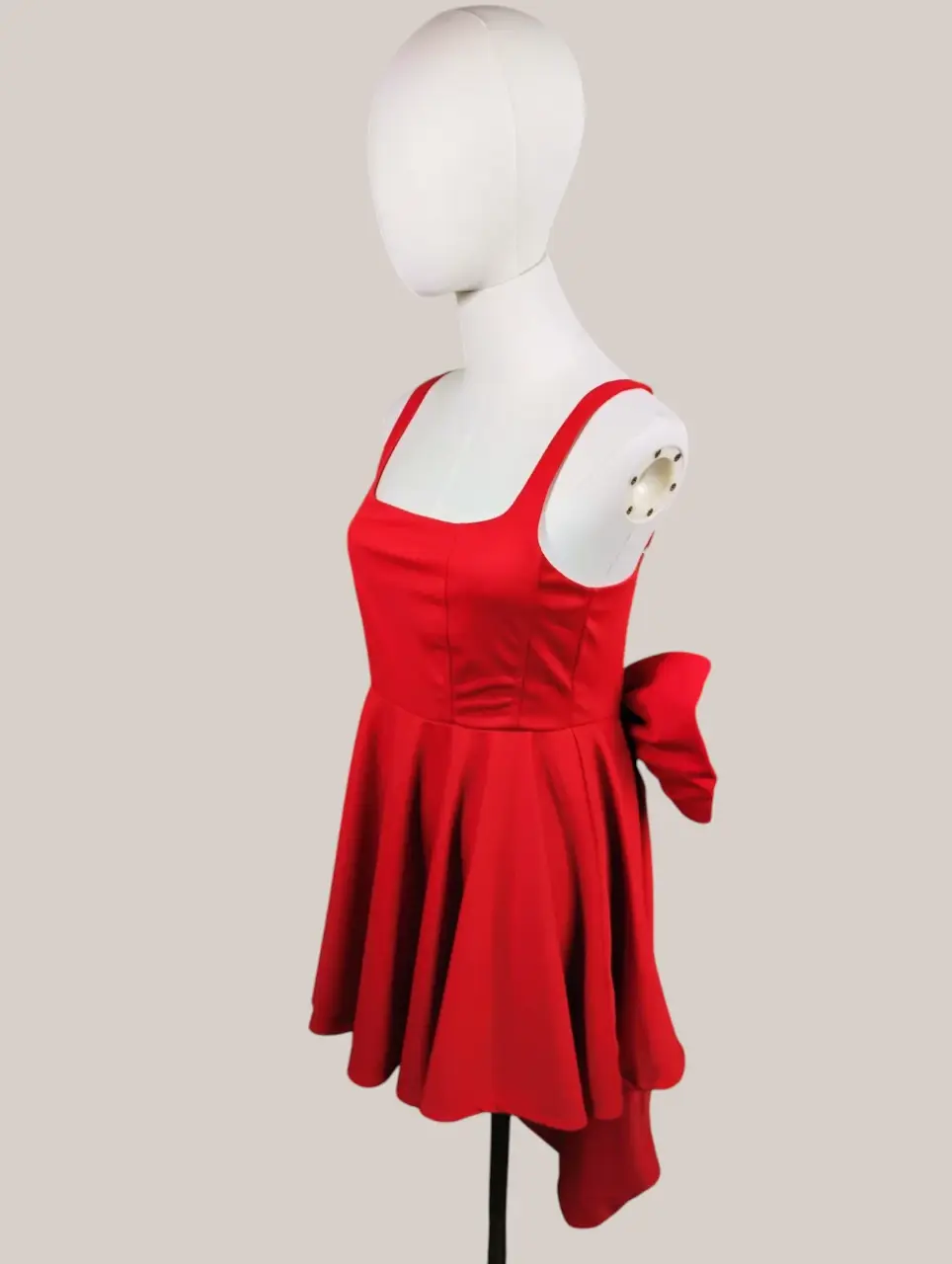 Babyboo Fashion Rue Red Mini Dress with Large Back Bow Square Neck thumbnail 4