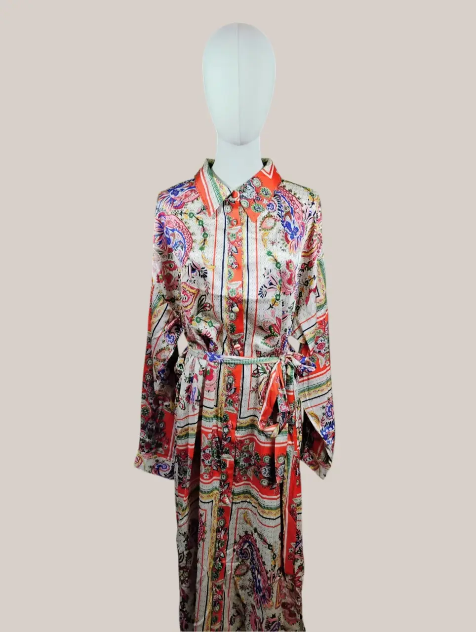 Fate Curve Women's 1X Plus Size Paisley Boho Button Front Midi Dress