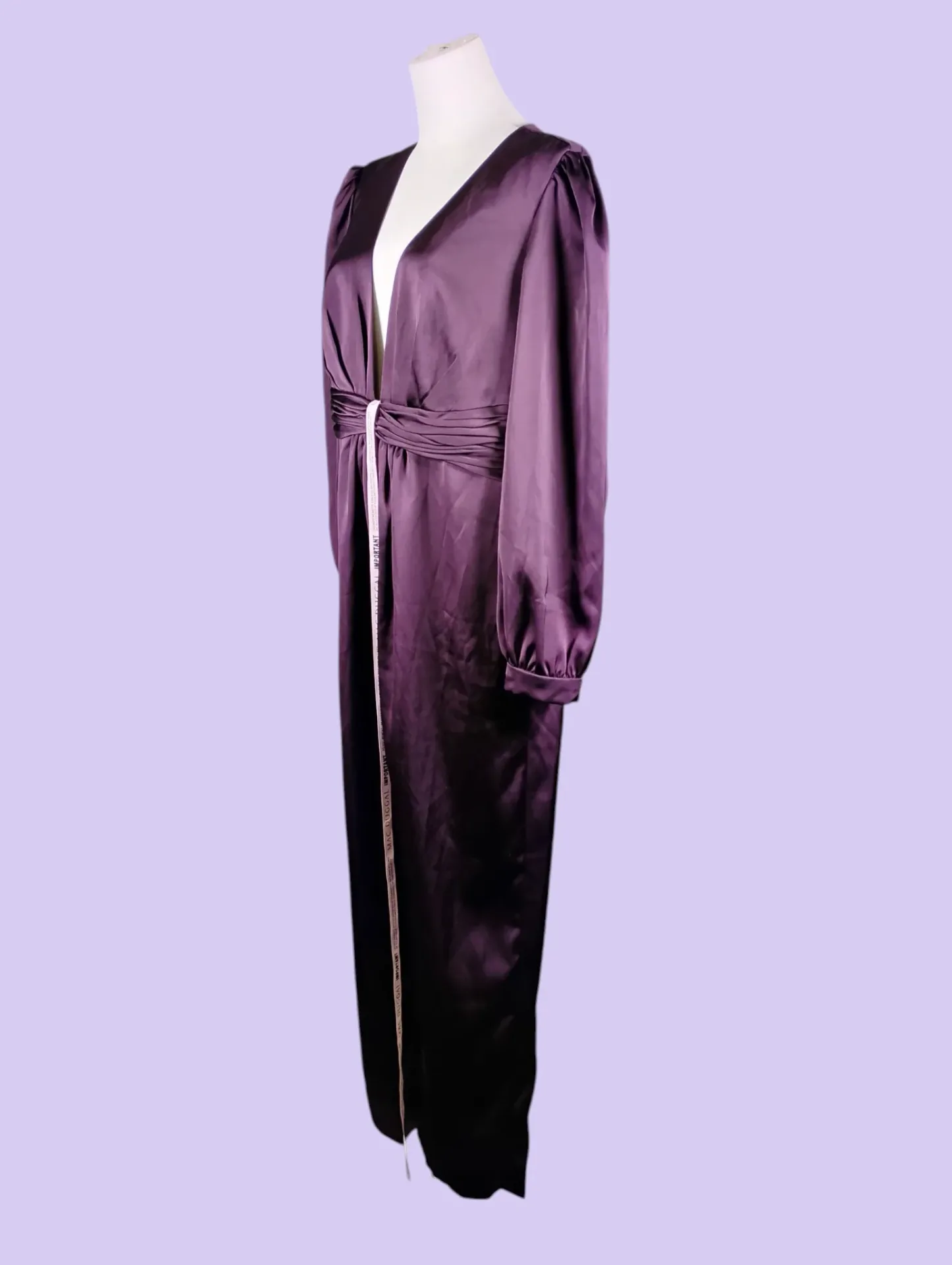 IEENA for Mac Duggal Plum Deep V Puff Sleeve Twist Front Jumpsuit Sz 14 thumbnail 5