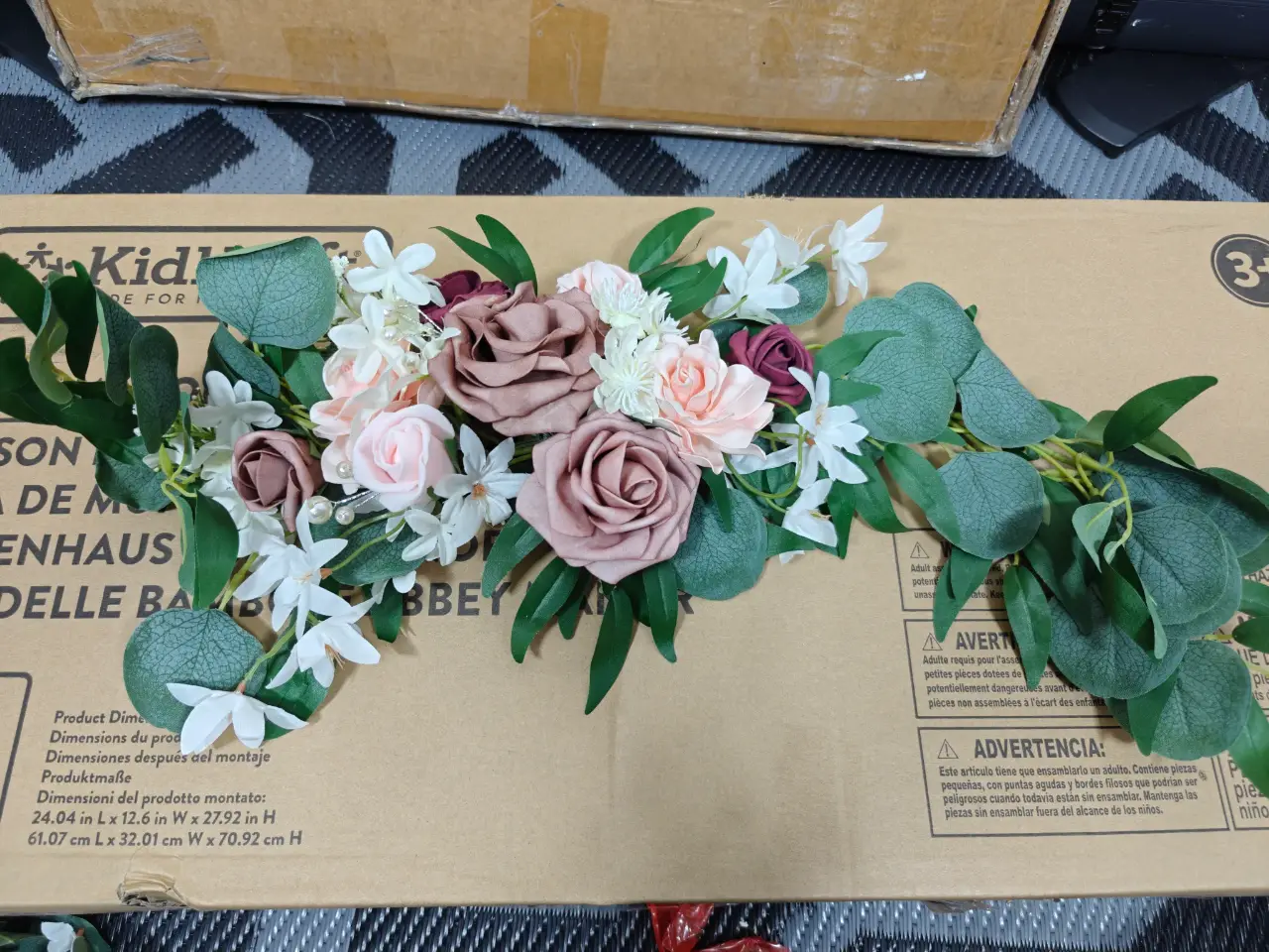 Ling's Moment Artificial Flowers Combo Box Set Dusty Rose Eucalyptus With Matching Chiffon Drape thumbnail 7