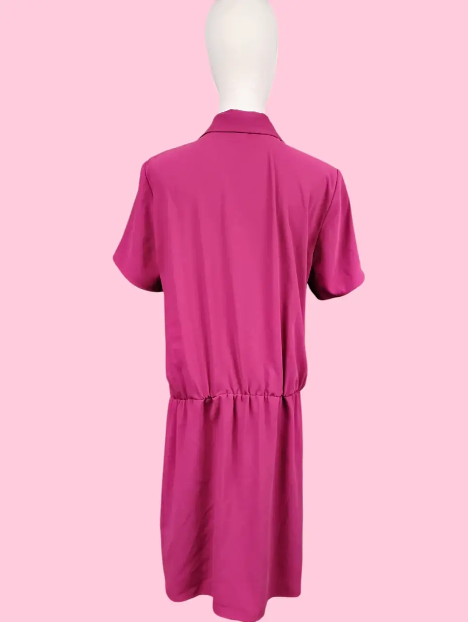Amanda Uprichard Magenta Short Sleeve Collared V-Neck Wrap Dress thumbnail 4