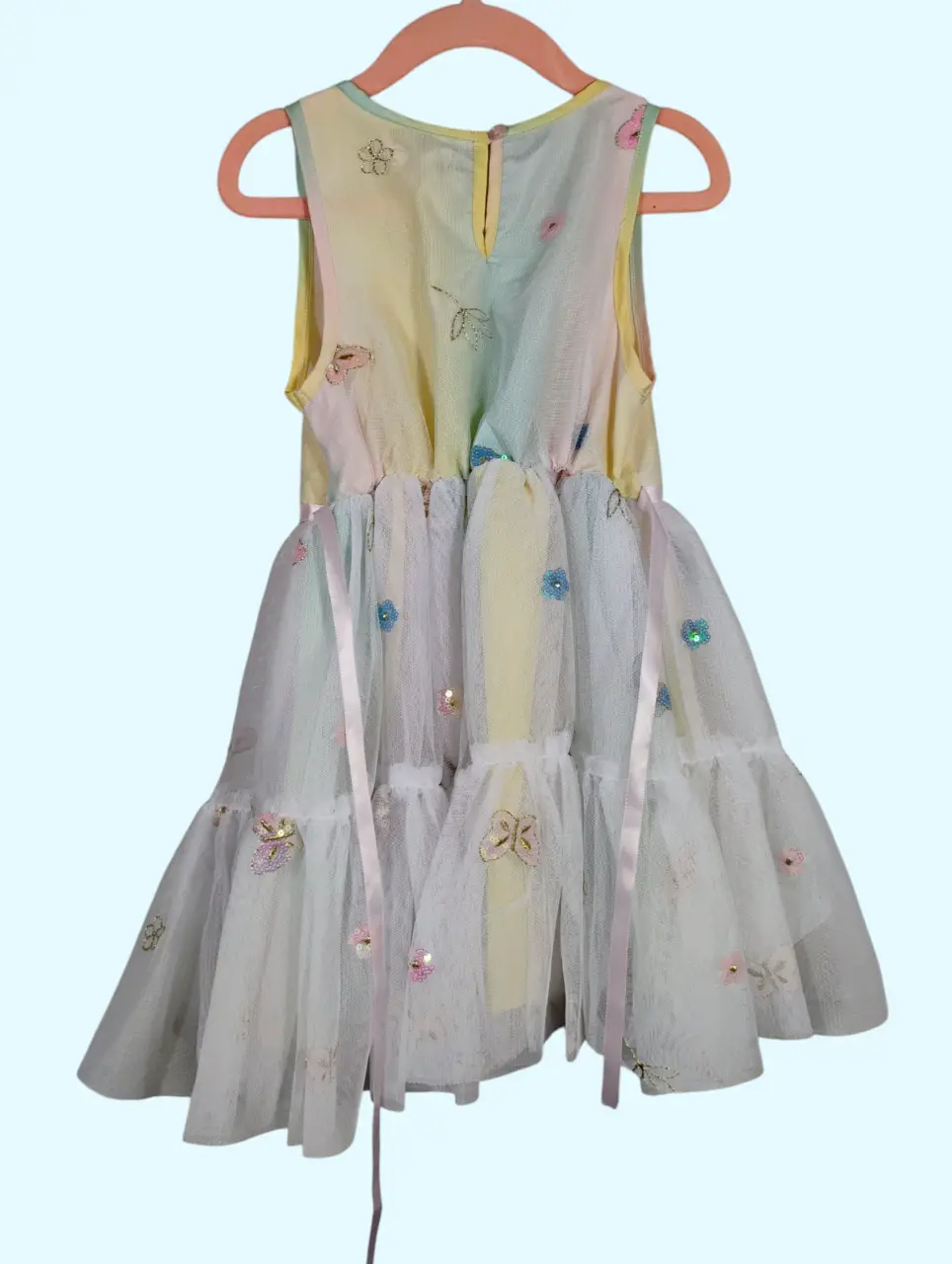 Nanette Lepore Girls 4T Pastel Rainbow Sequin Butterfly Tulle Dress thumbnail 2