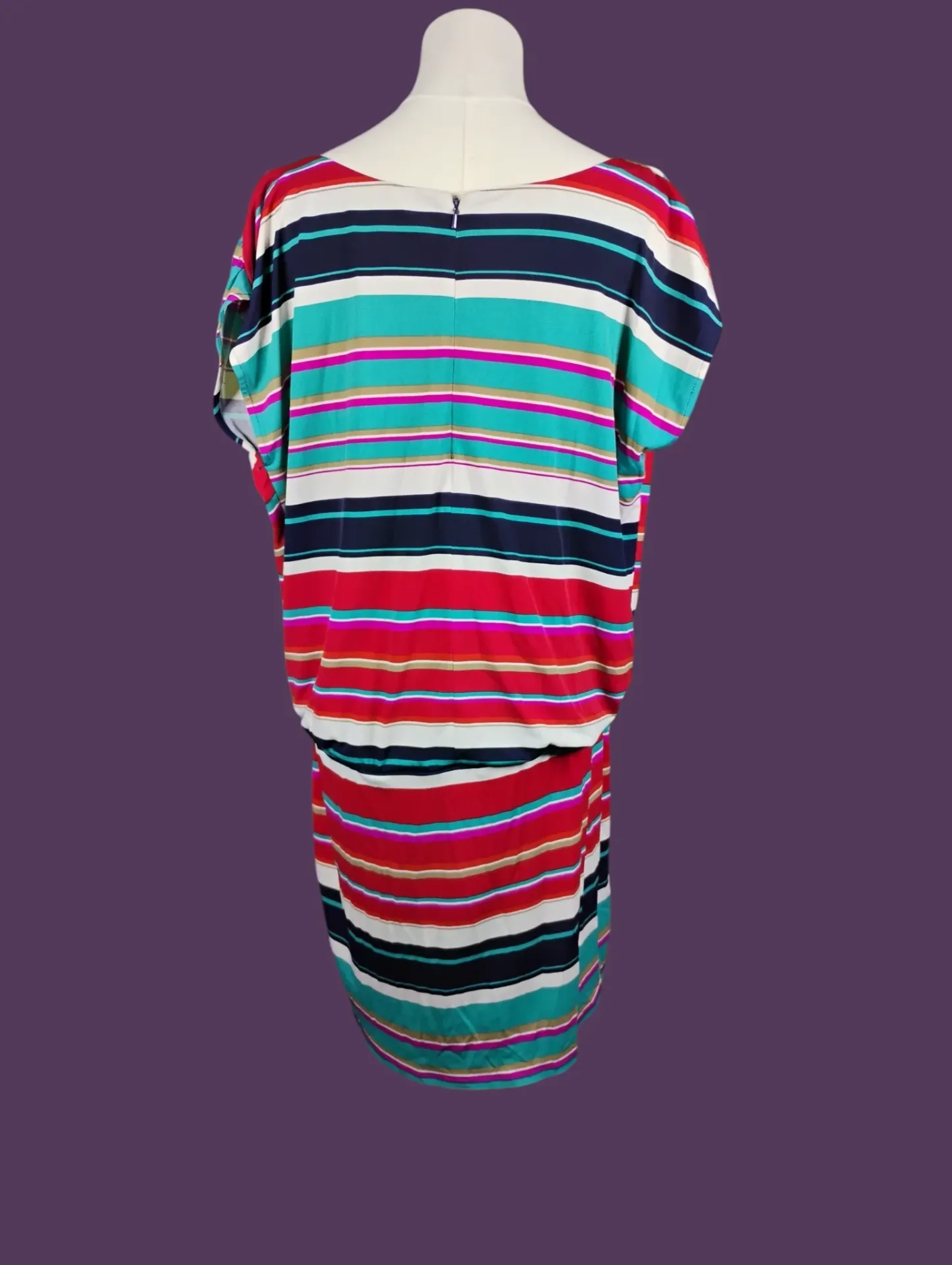 Laundry by Design Striped Blouson Cowl Neck Dress Womens L thumbnail 4