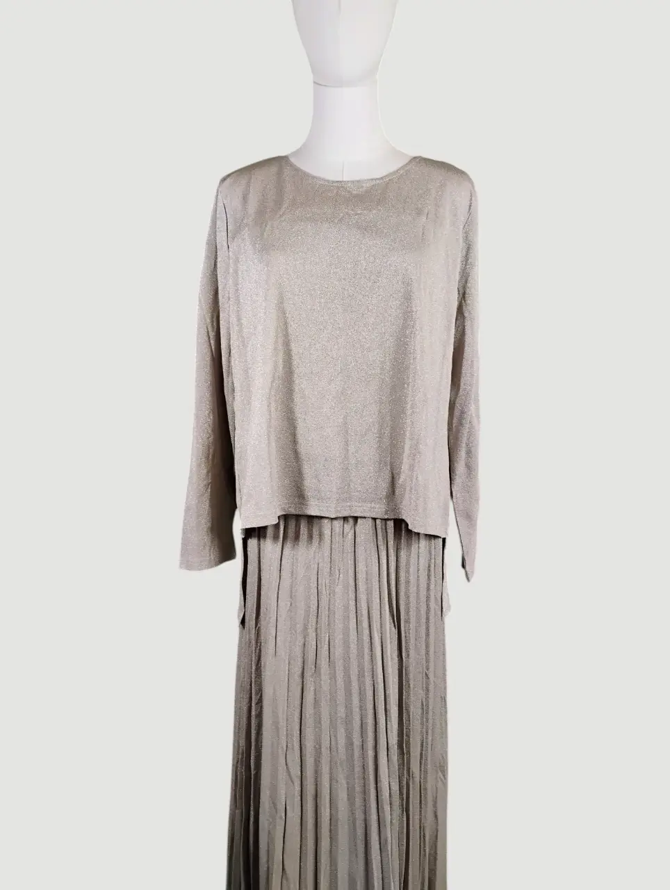 Abaya Addict XL Shimmering Taupe Modest Two Piece Skirt Set