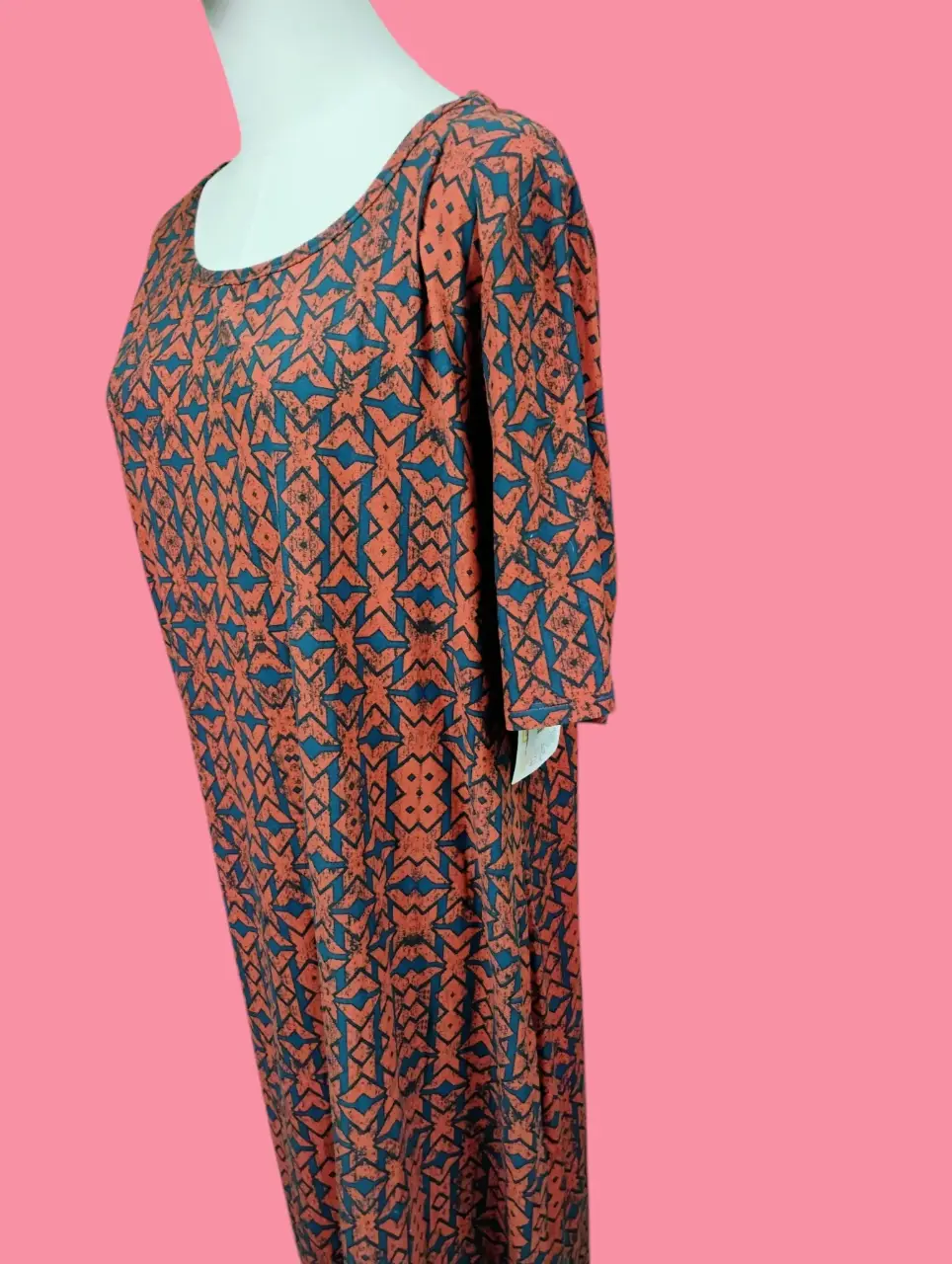 LuLaRoe Women's 3XL Orange Blue Geometric Pattern A-Line Dress NWT thumbnail 2