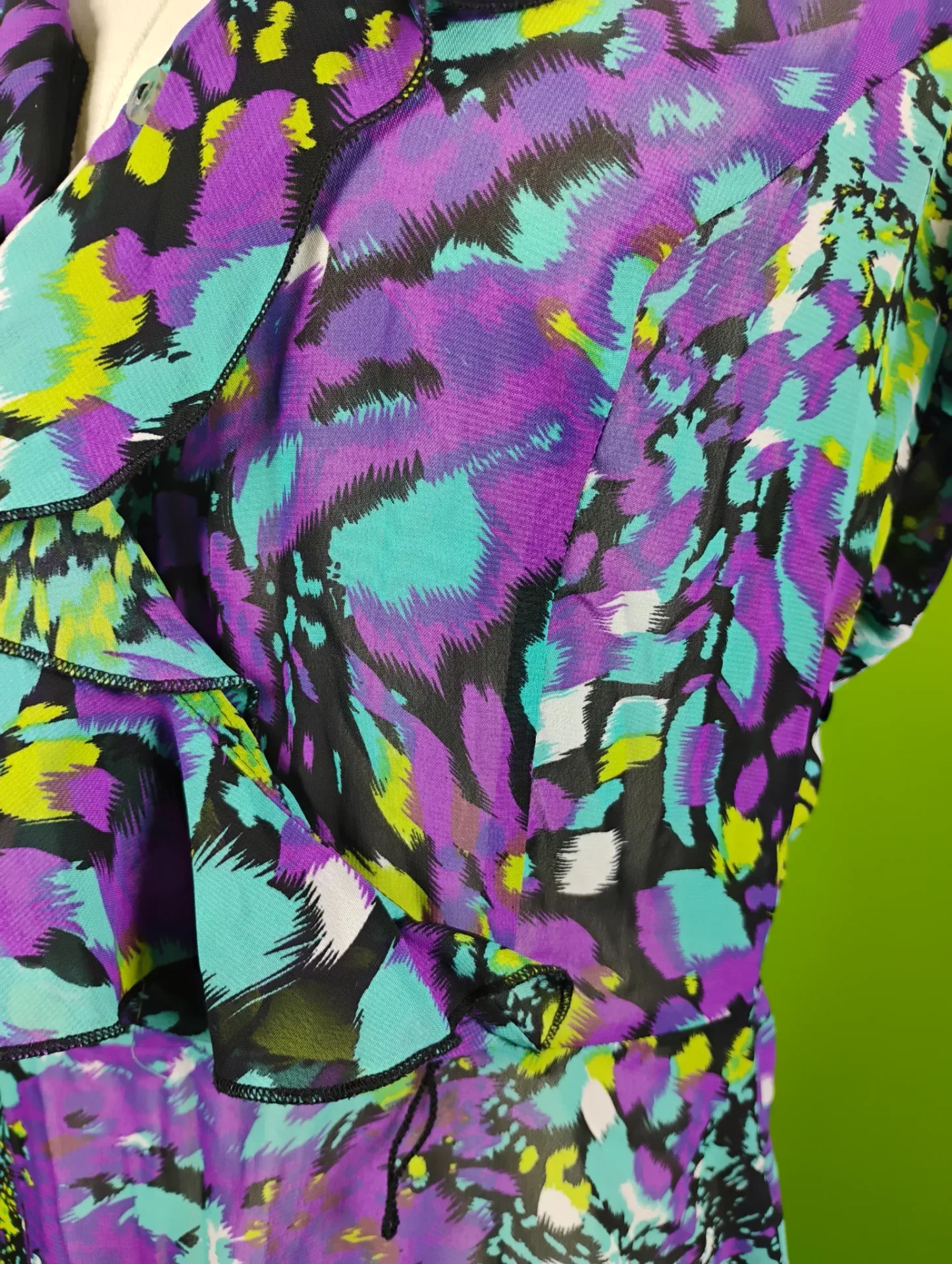 J.B.S. LTD. Women's Multicolor Abstract Print Wrap V-Neck Midi Dress thumbnail 6
