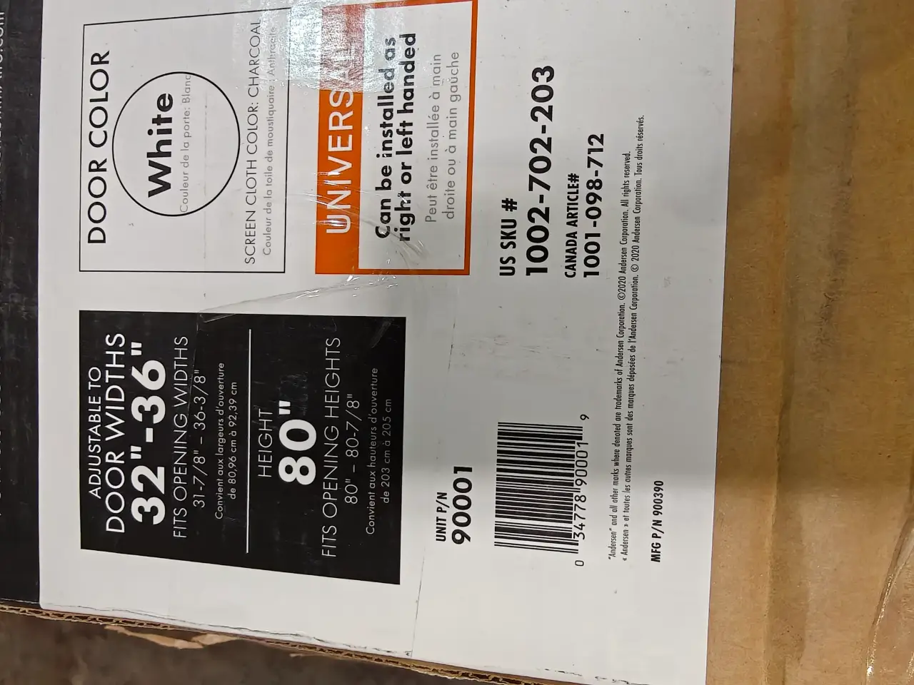 Andersen LuminAire White Retractable Screen Door 32-36" x 80" New thumbnail 2