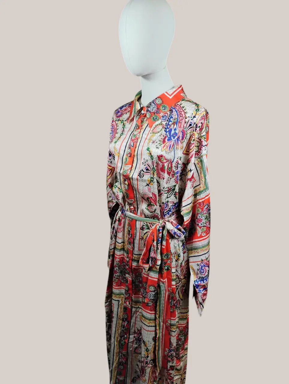 Fate Curve Women's 1X Plus Size Paisley Boho Button Front Midi Dress thumbnail 2