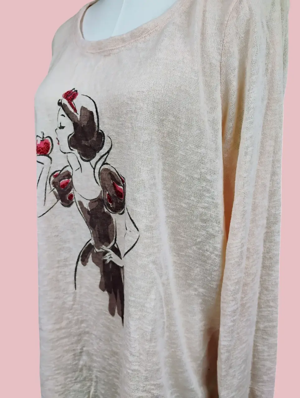 LC Lauren Conrad Disney Snow White Lace Trim Long Sleeve Tunic Top L thumbnail 2