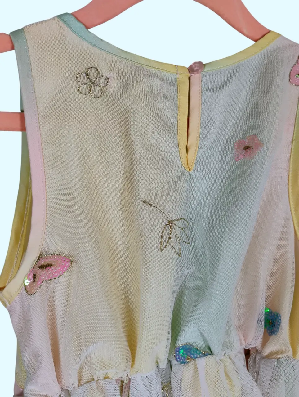 Nanette Lepore Girls 4T Pastel Rainbow Sequin Butterfly Tulle Dress thumbnail 3